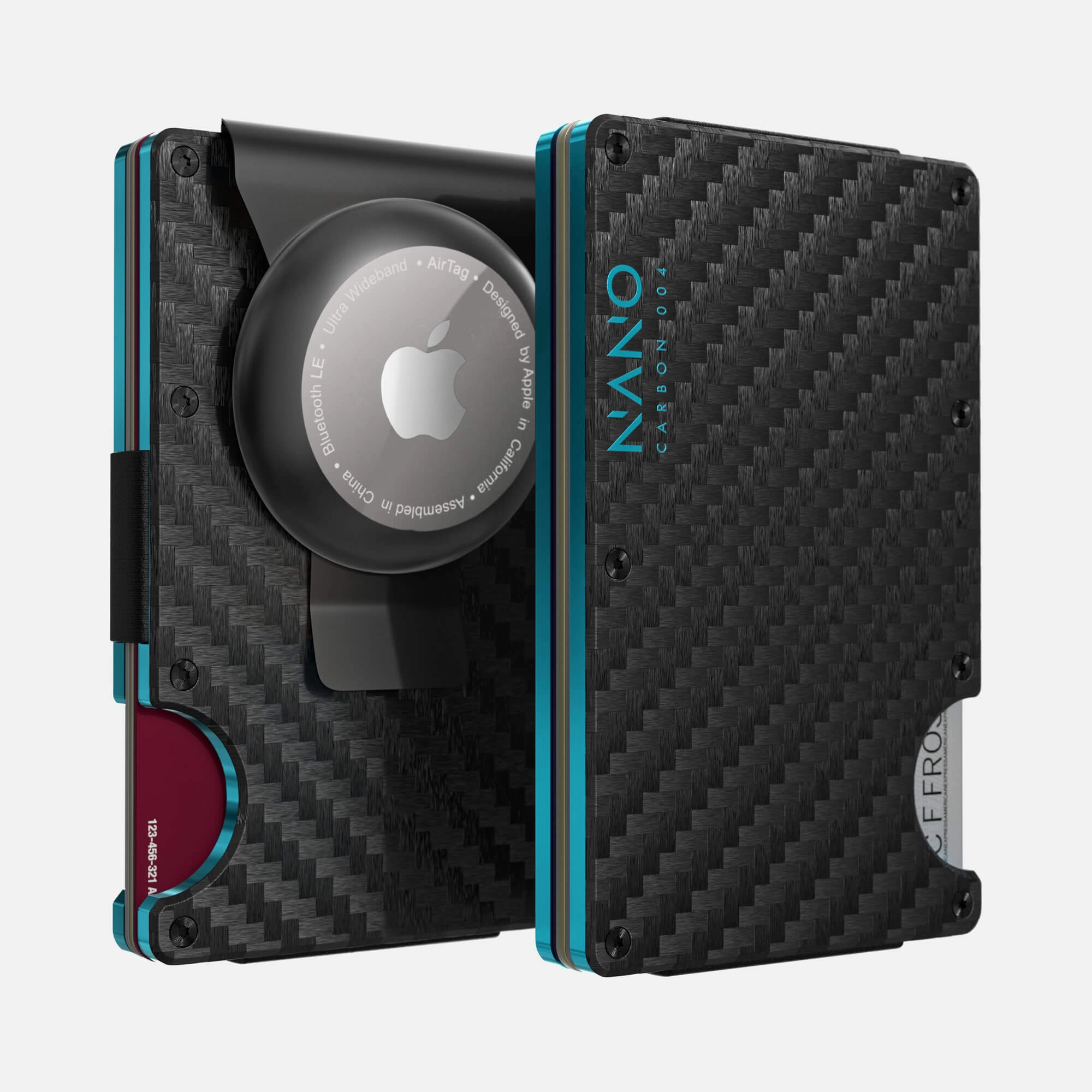 004 Airtag Money Clip Wallet (Stealth Black/Miami Blue) Clearance Event Today GiftWorthy Sale