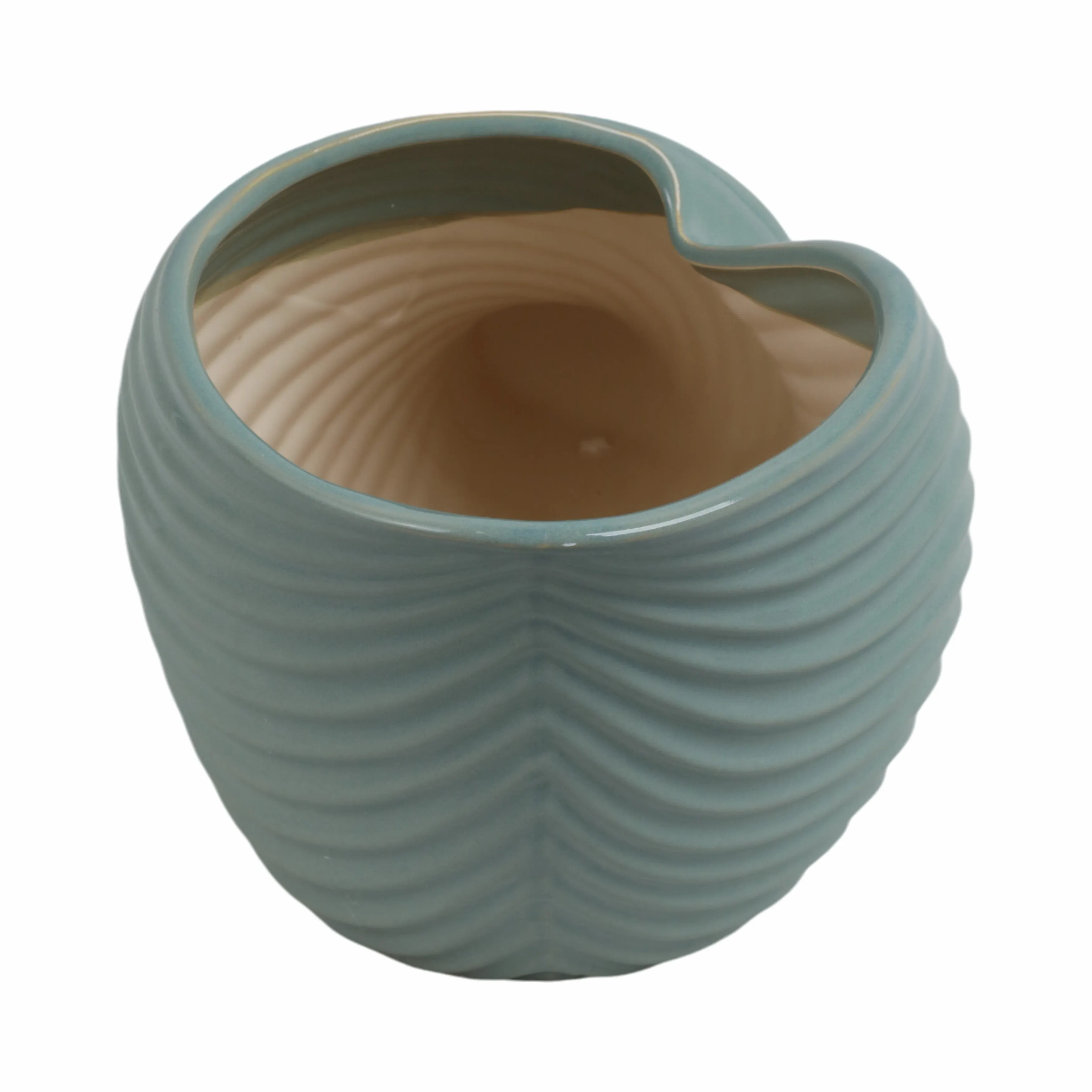 17" Seaside Blue Cer Shell Planter