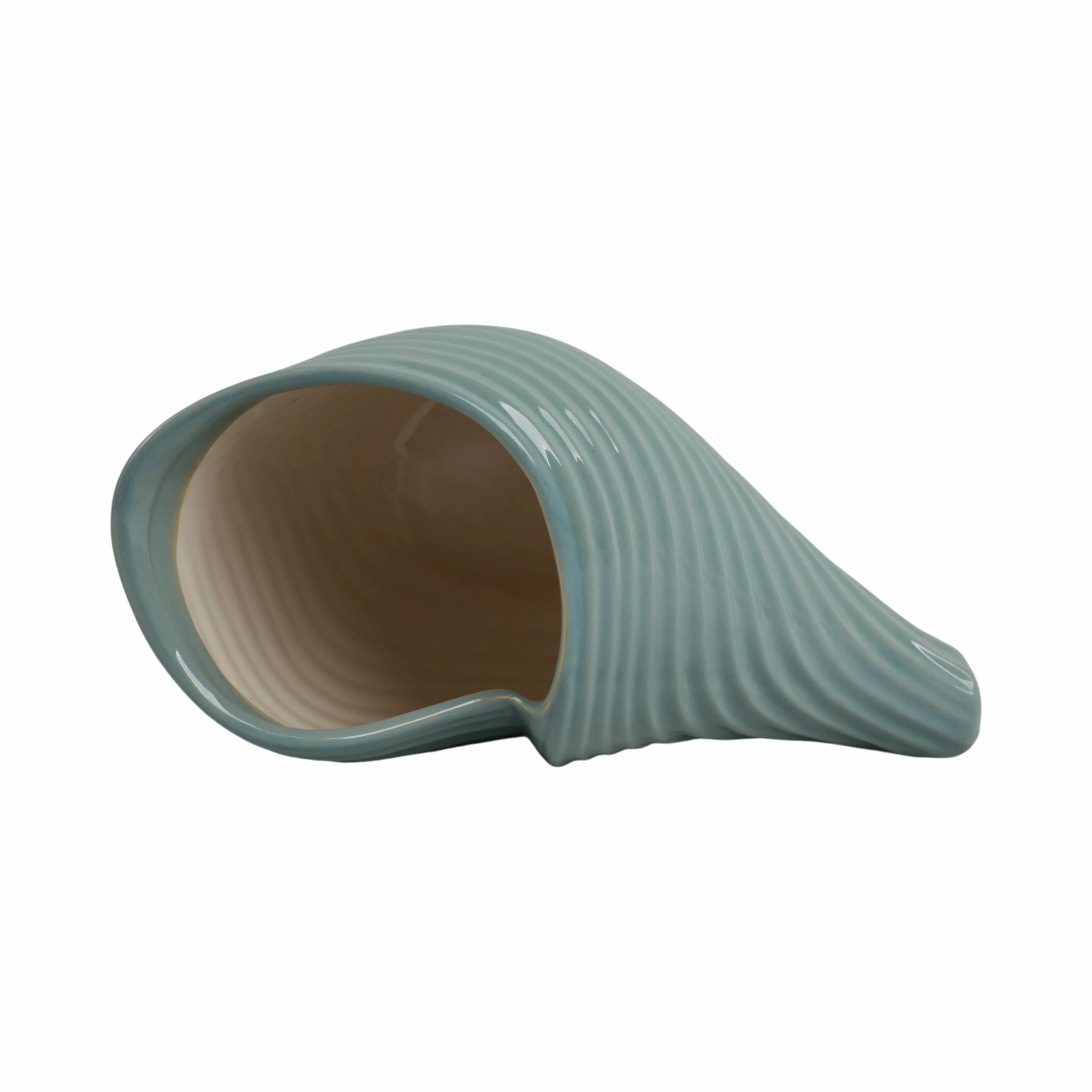 17" Seaside Blue Cer Shell Planter