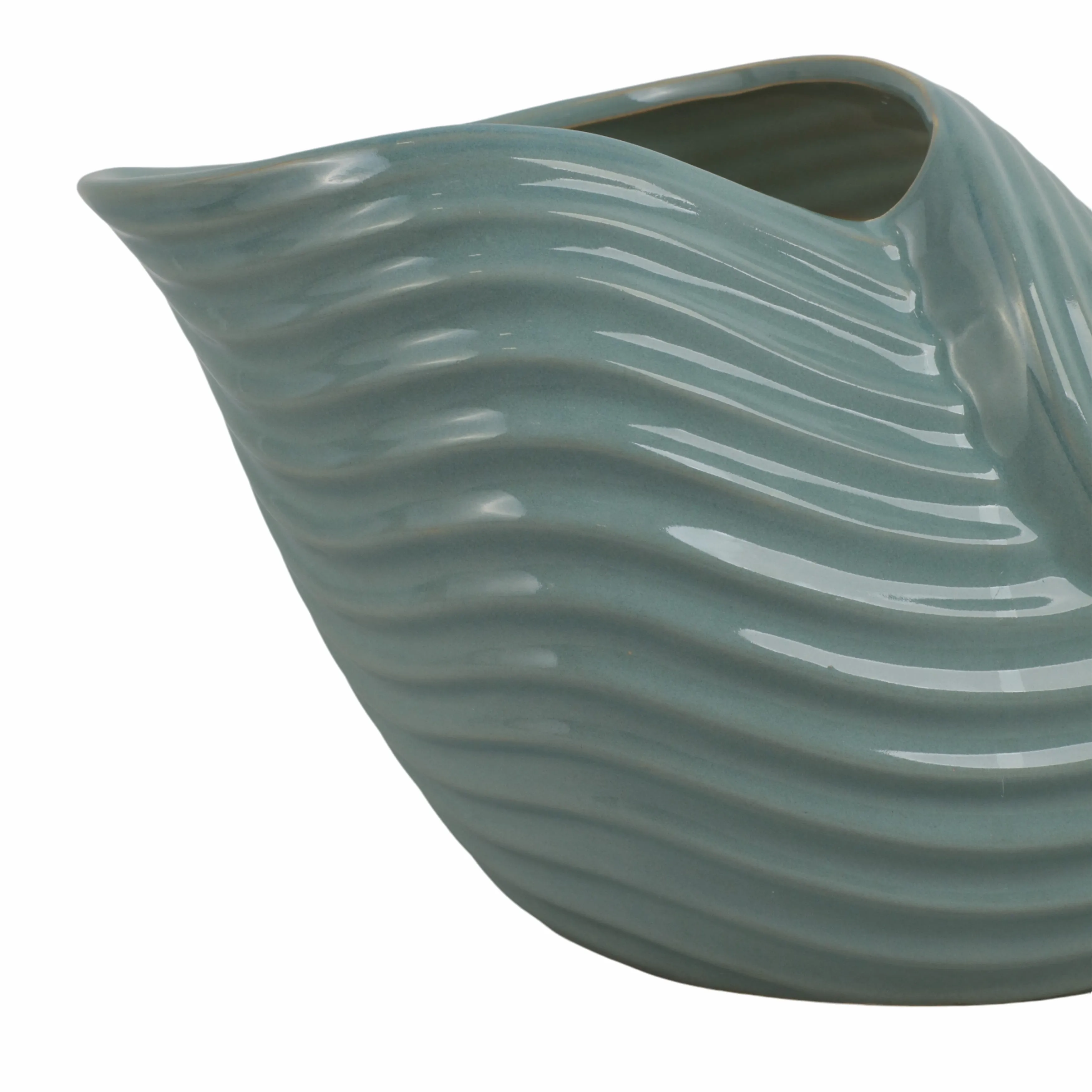 17" Seaside Blue Cer Shell Planter