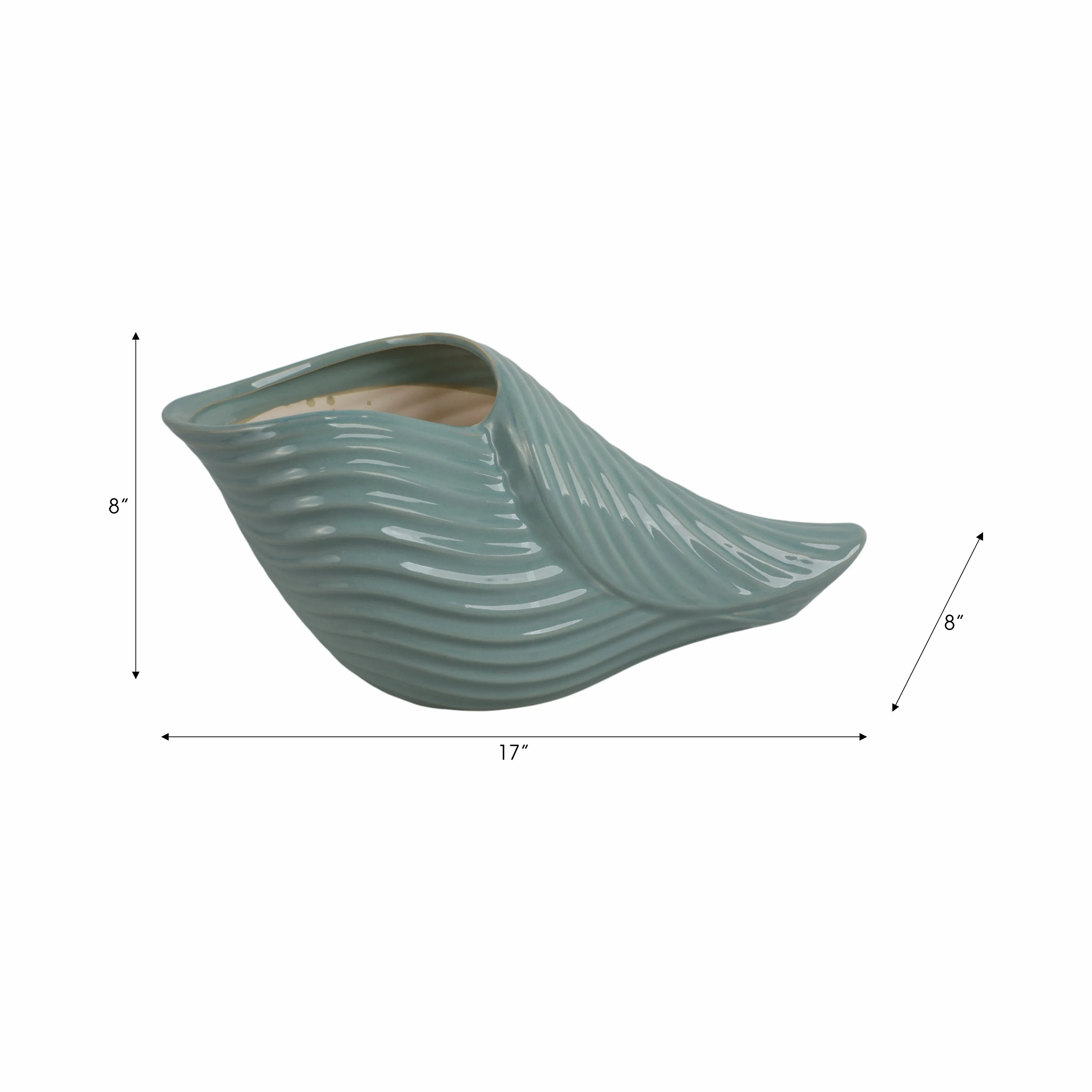 17" Seaside Blue Cer Shell Planter