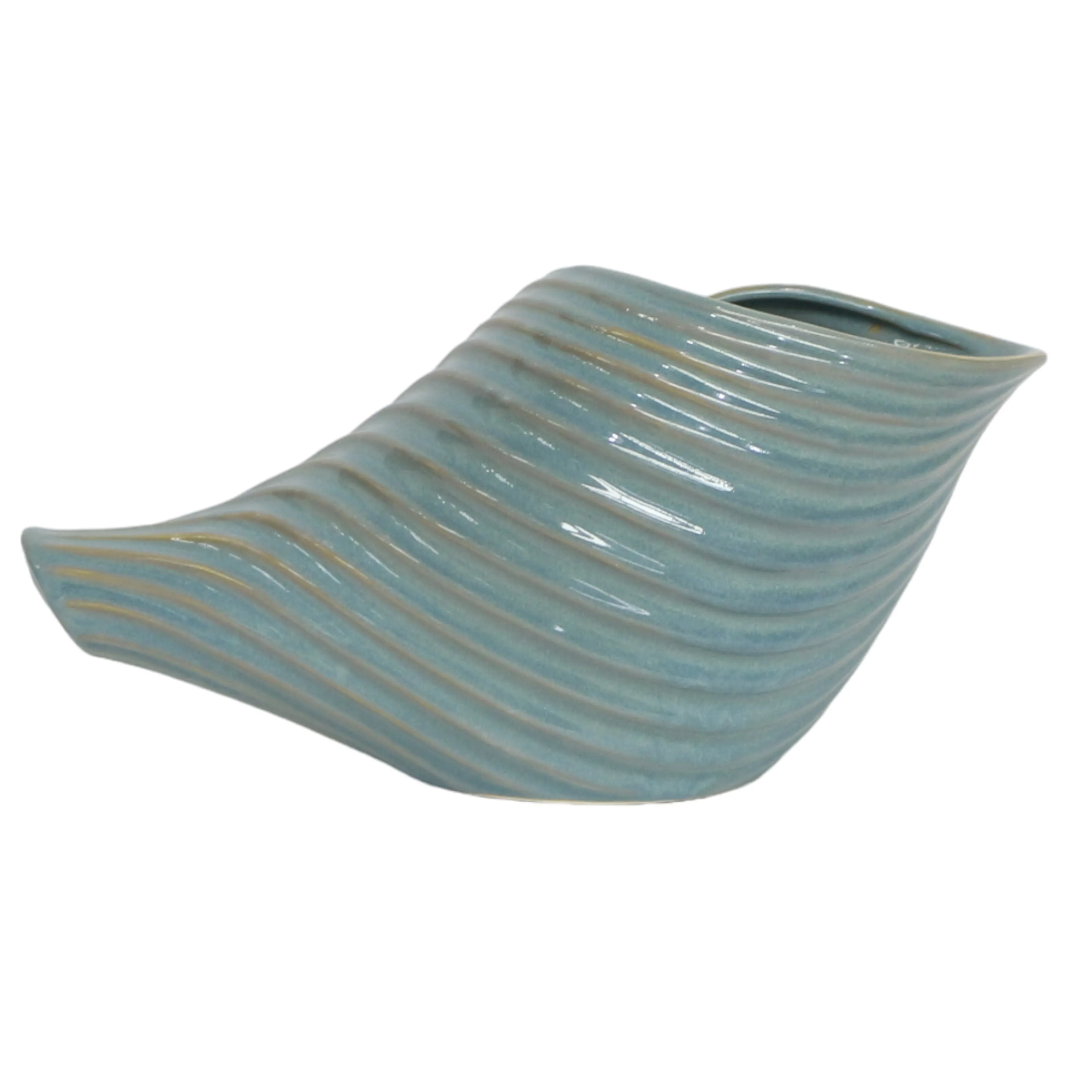 17" Seaside Blue Cer Shell Planter