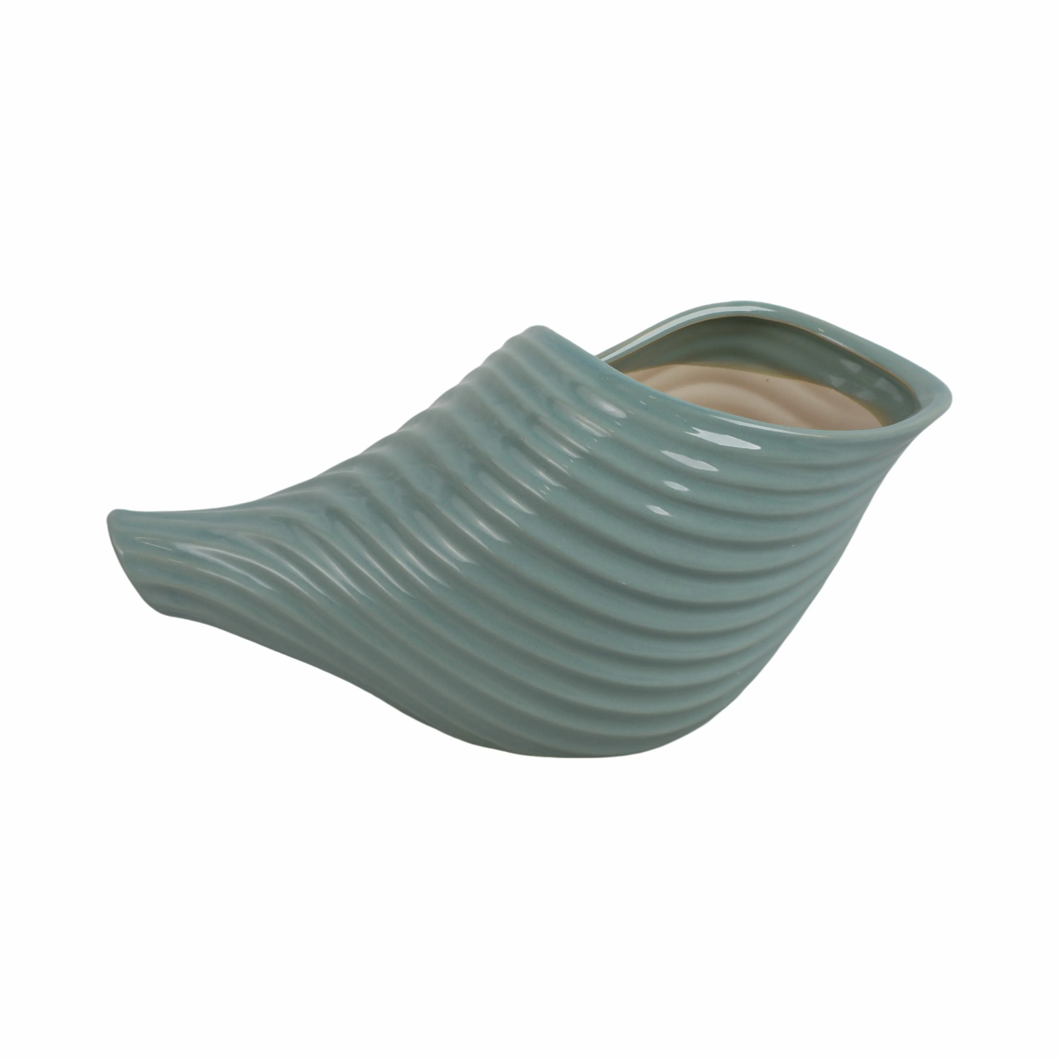 17" Seaside Blue Cer Shell Planter