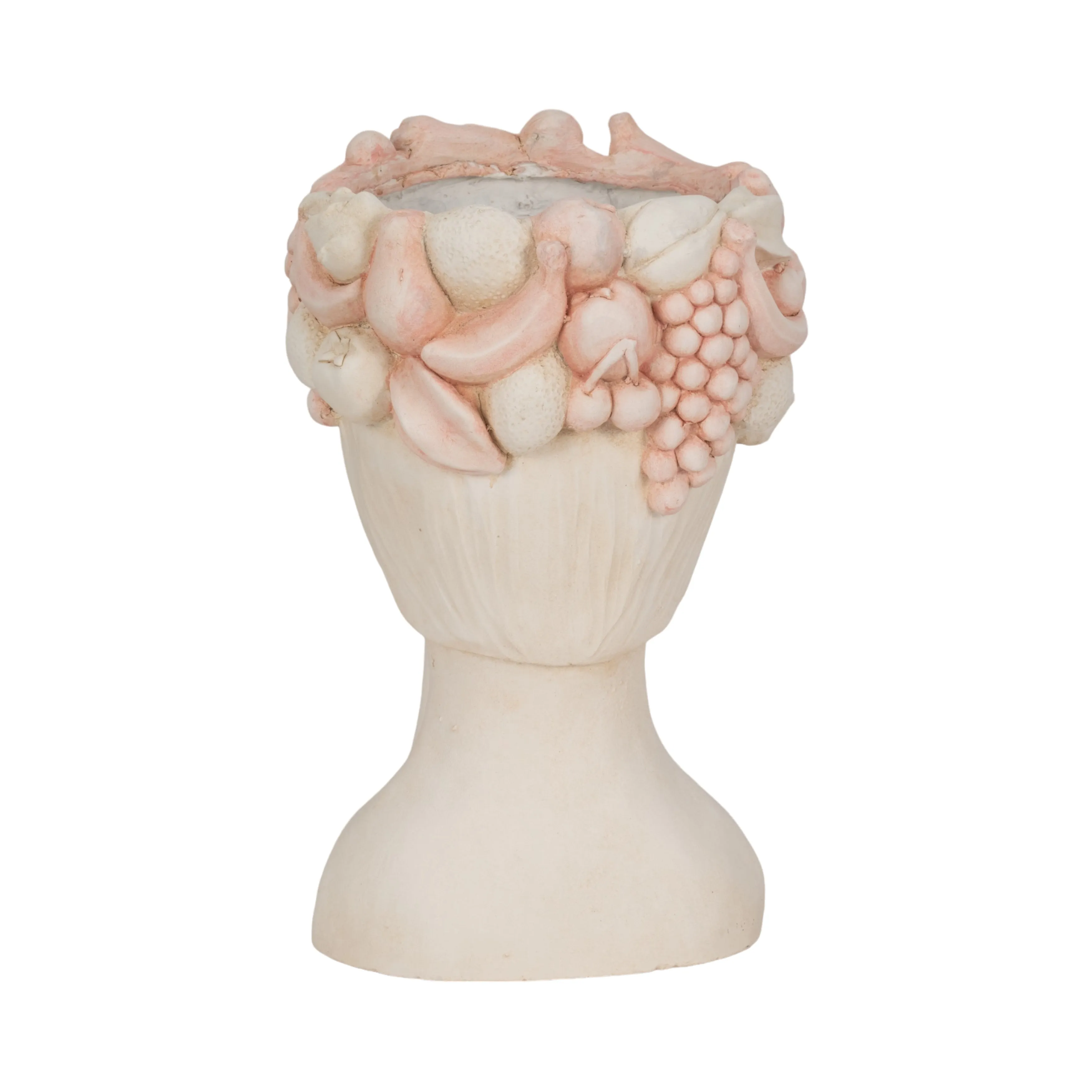 18" Lady With Flower Crown Planter, White/pink