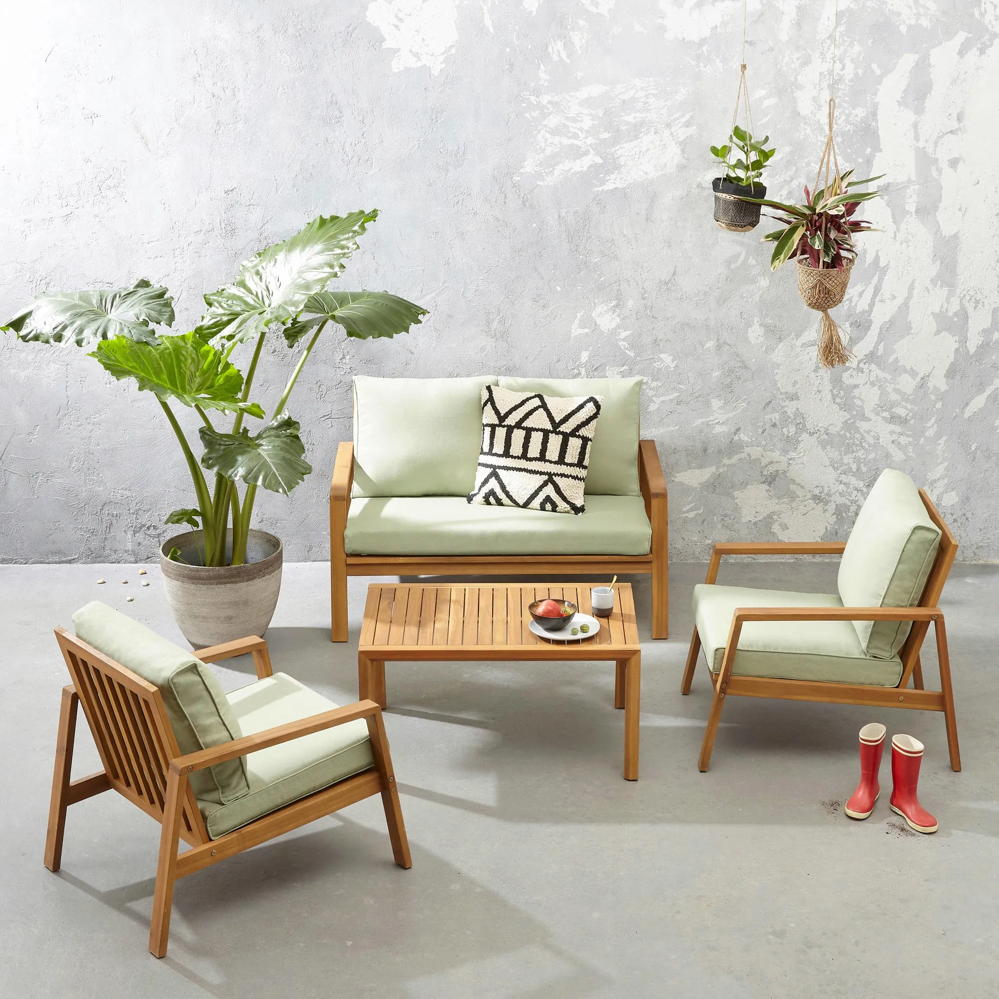4-Piece Light Green Outdoor Seating Set