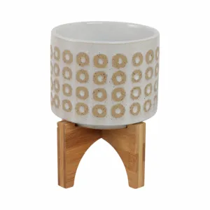 5" CIRCLES PLANTER W/ STAND, WHITE