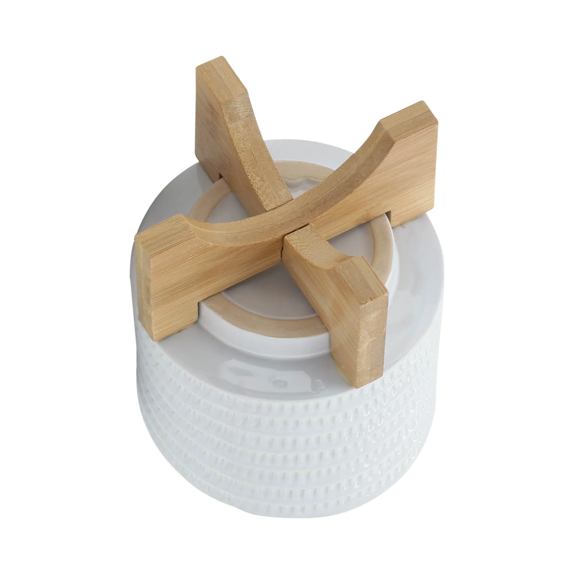 5" TEXTURED PLANTER W/ STAND, WHITE