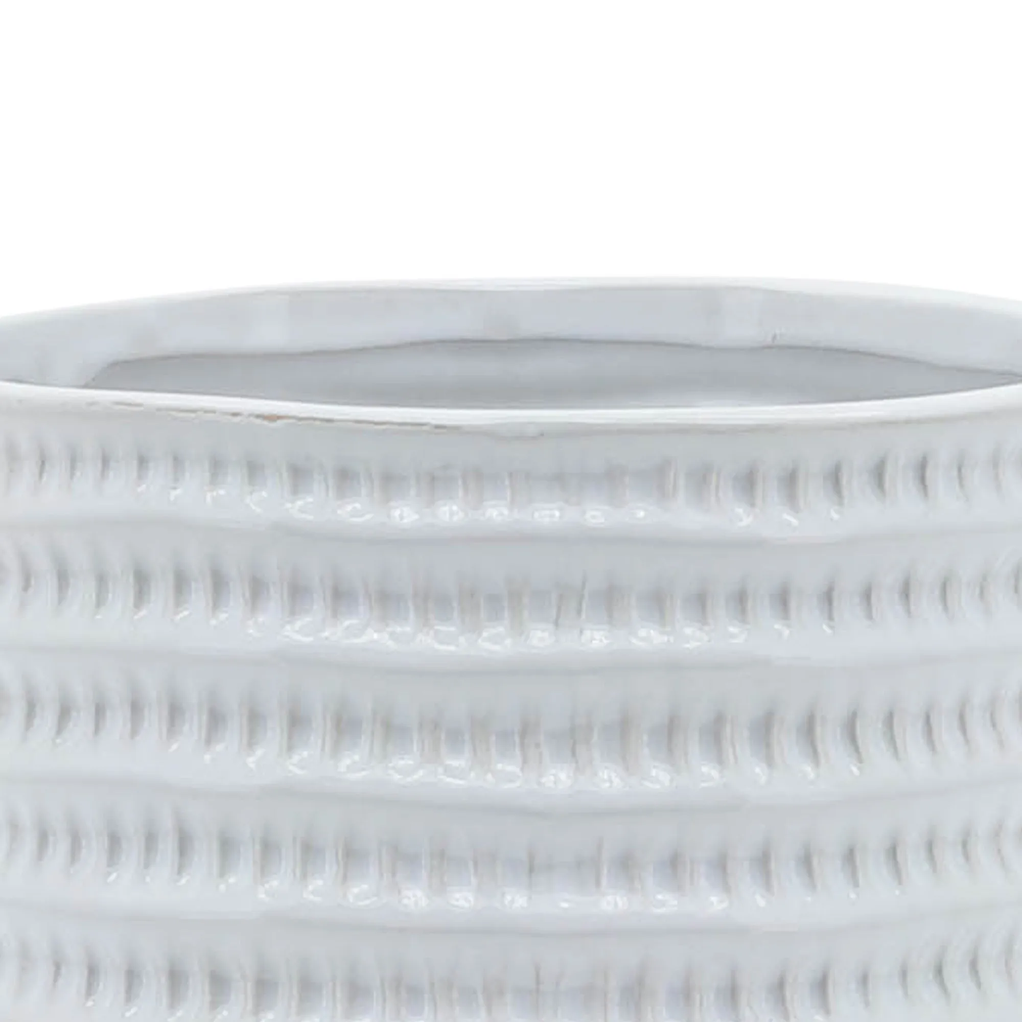 5" TEXTURED PLANTER W/ STAND, WHITE