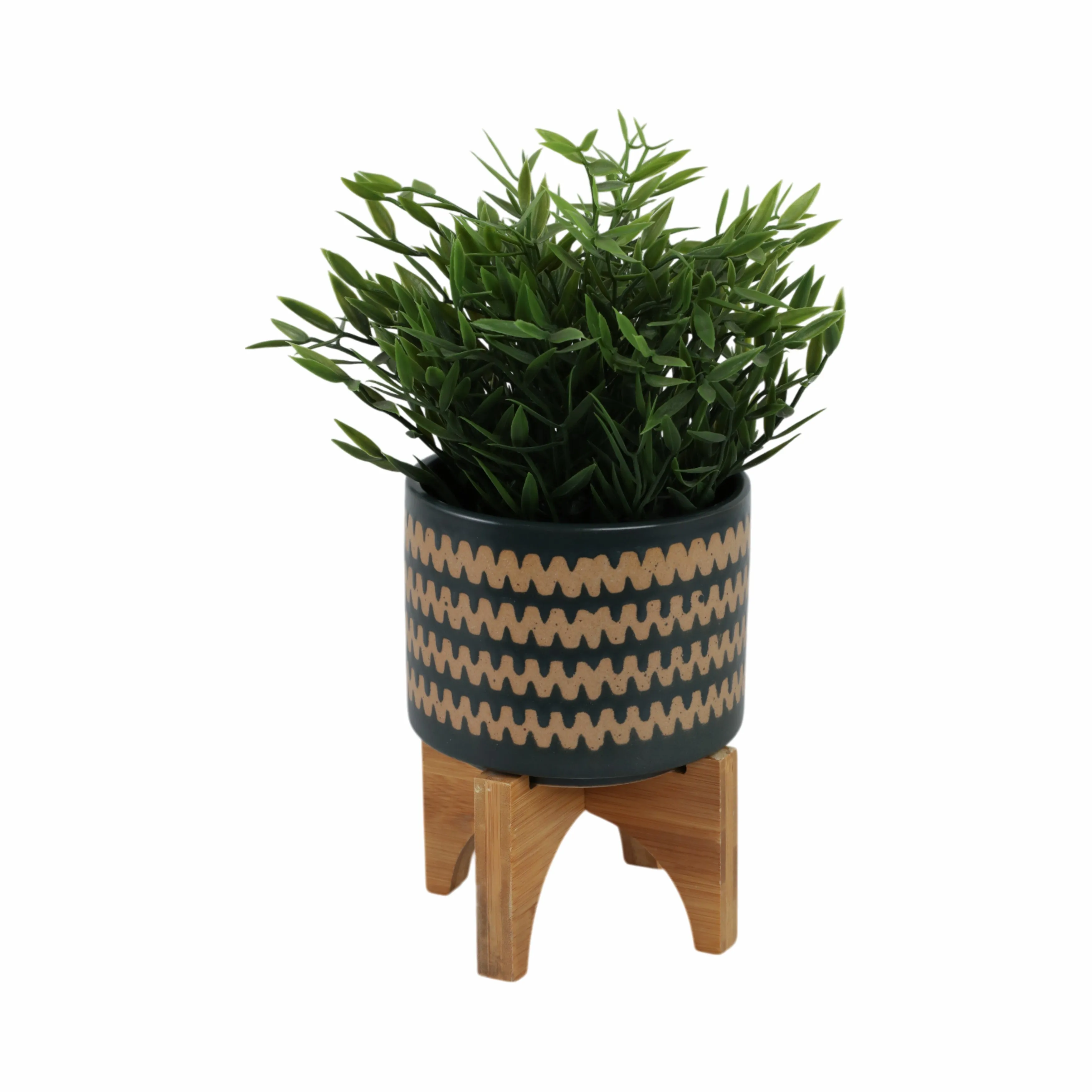 5" Zig-zag Planter W/ Stand, Teal