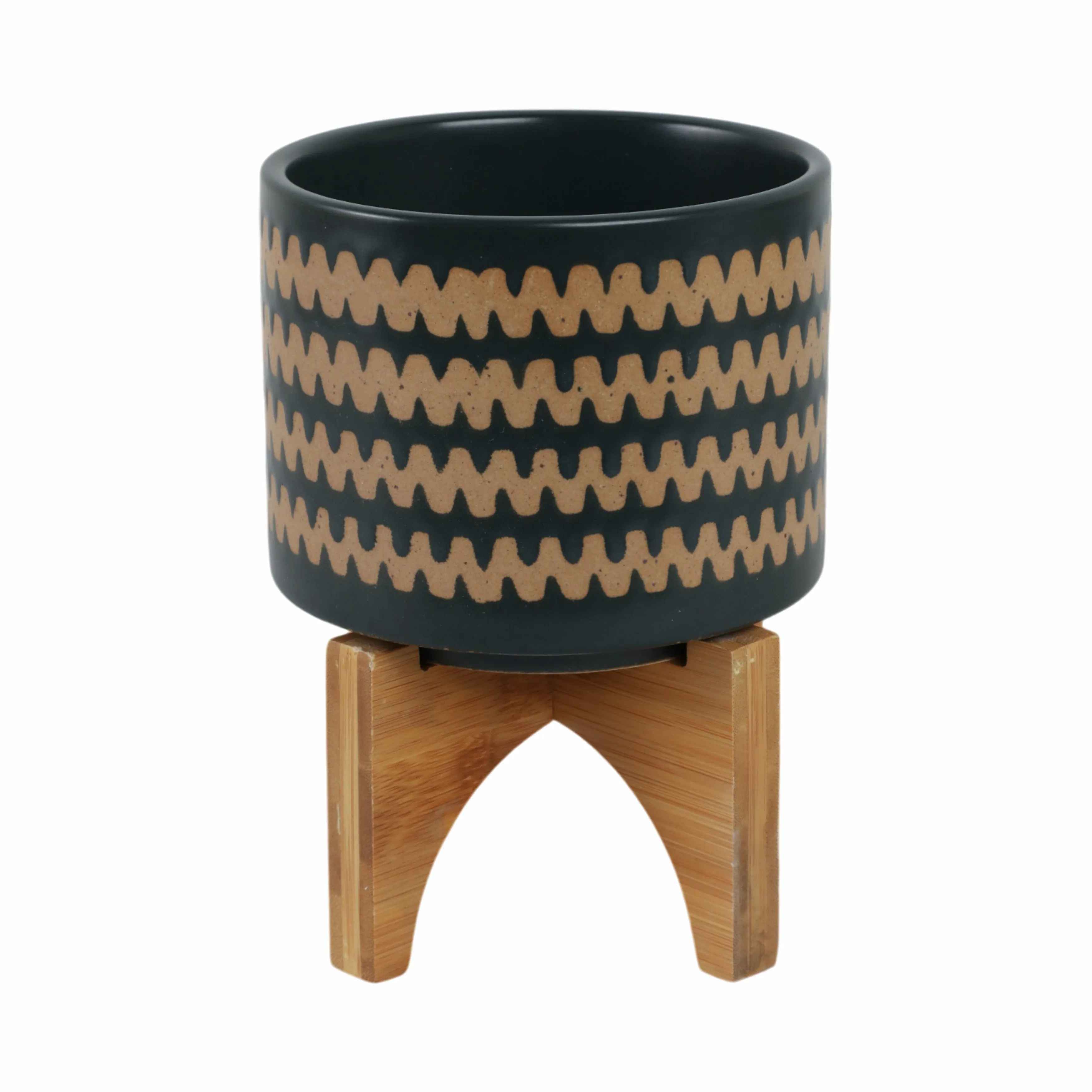 5" Zig-zag Planter W/ Stand, Teal