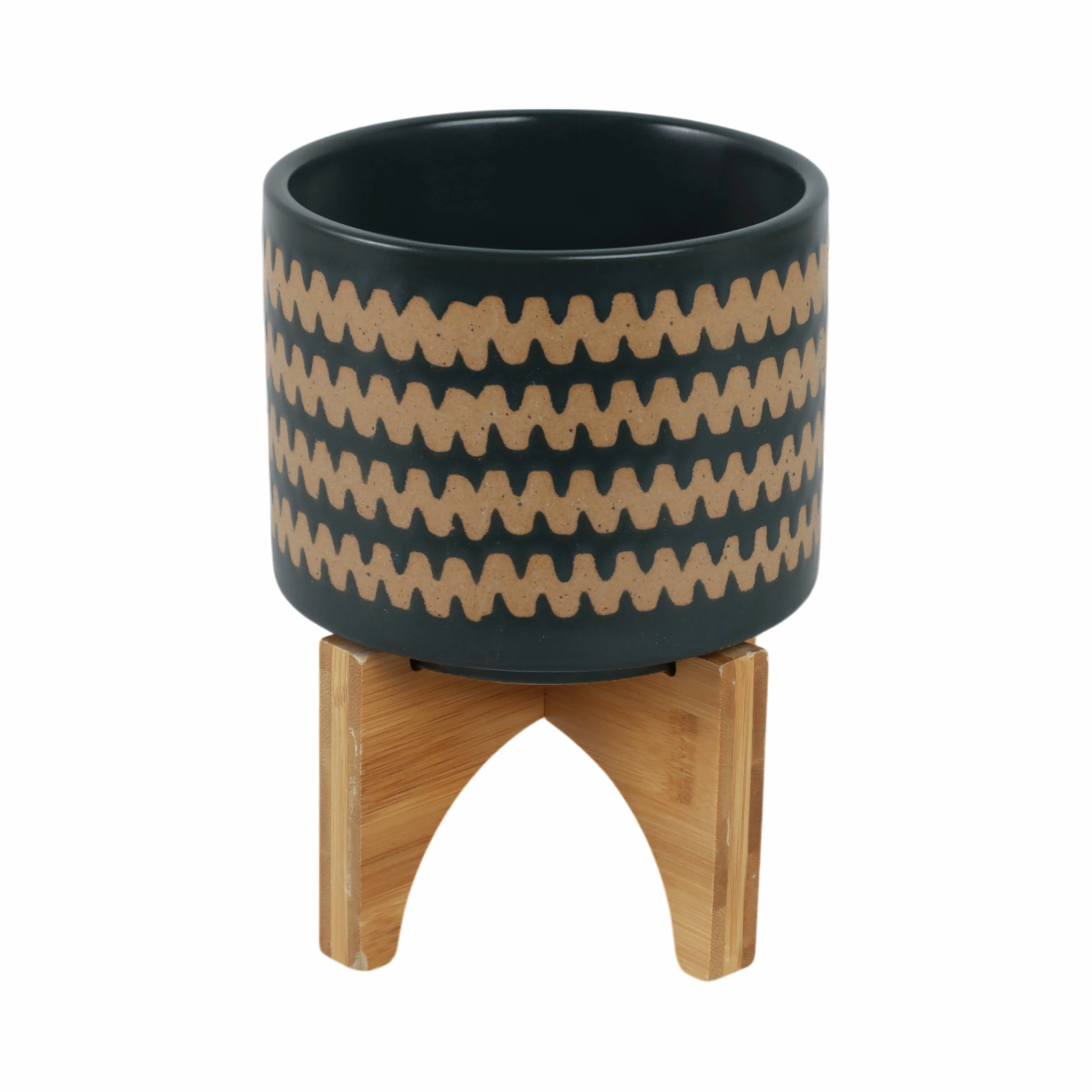 5" Zig-zag Planter W/ Stand, Teal