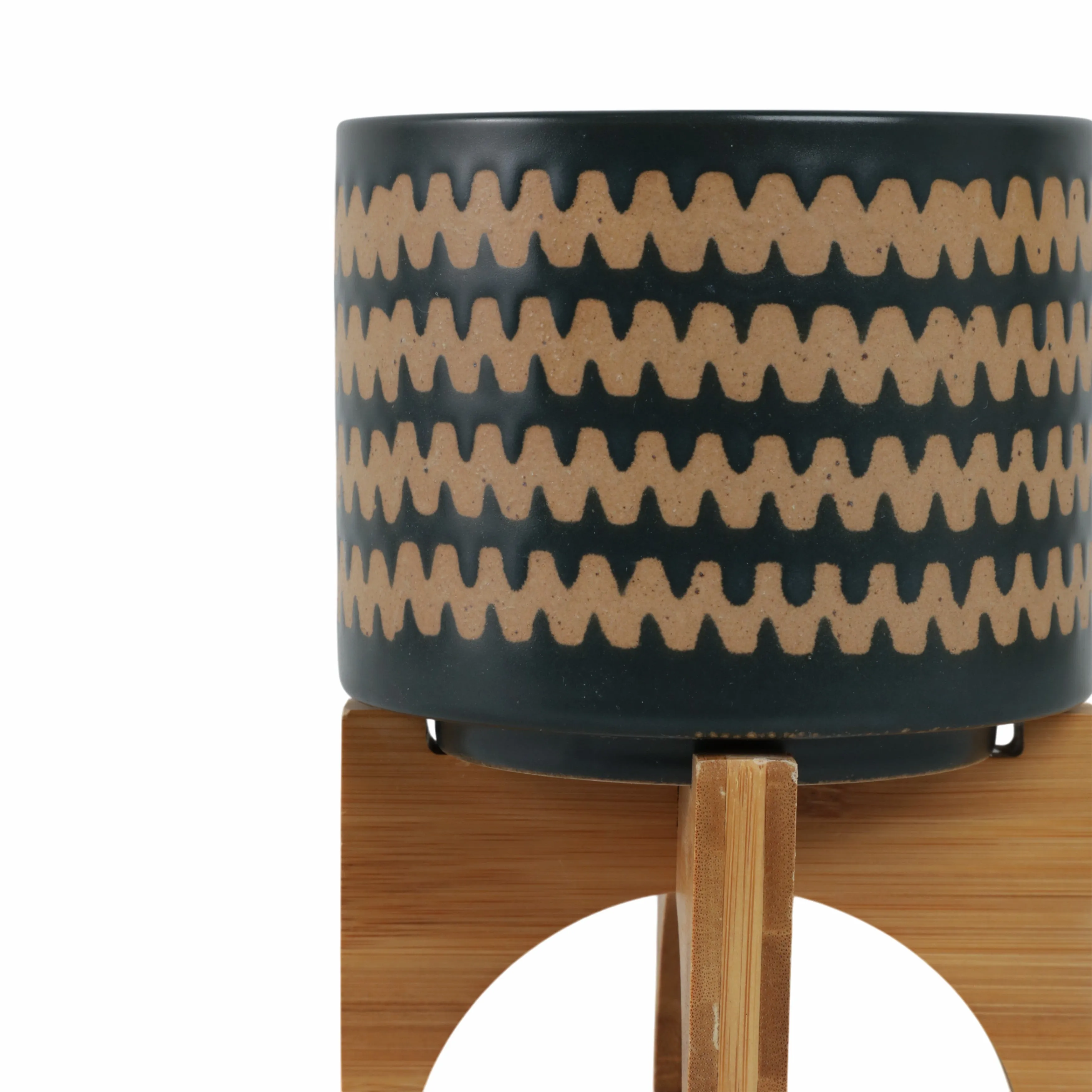 5" Zig-zag Planter W/ Stand, Teal