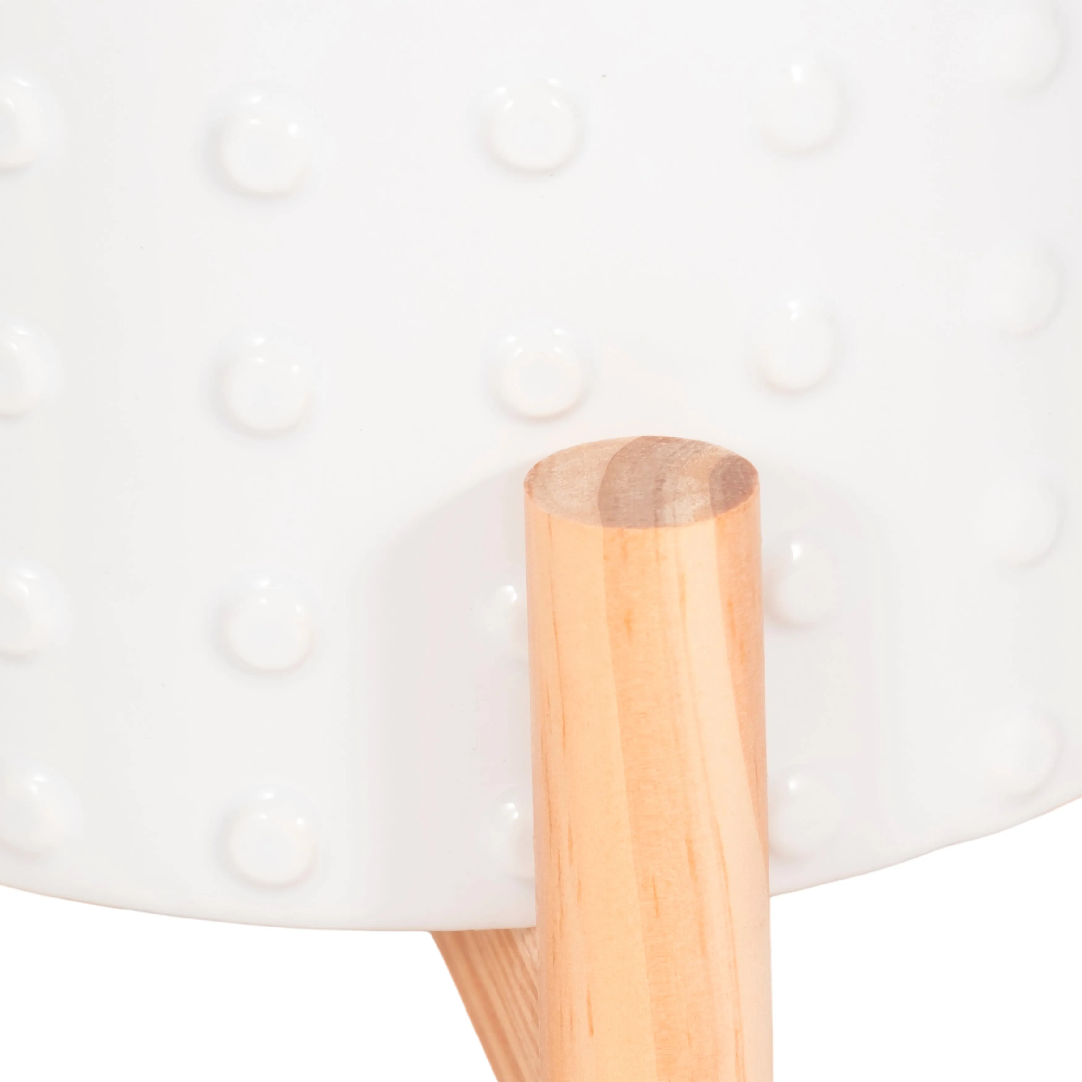 6" CERAMIC DOTTED PLANTER W/ WOOD STAND, WHITE