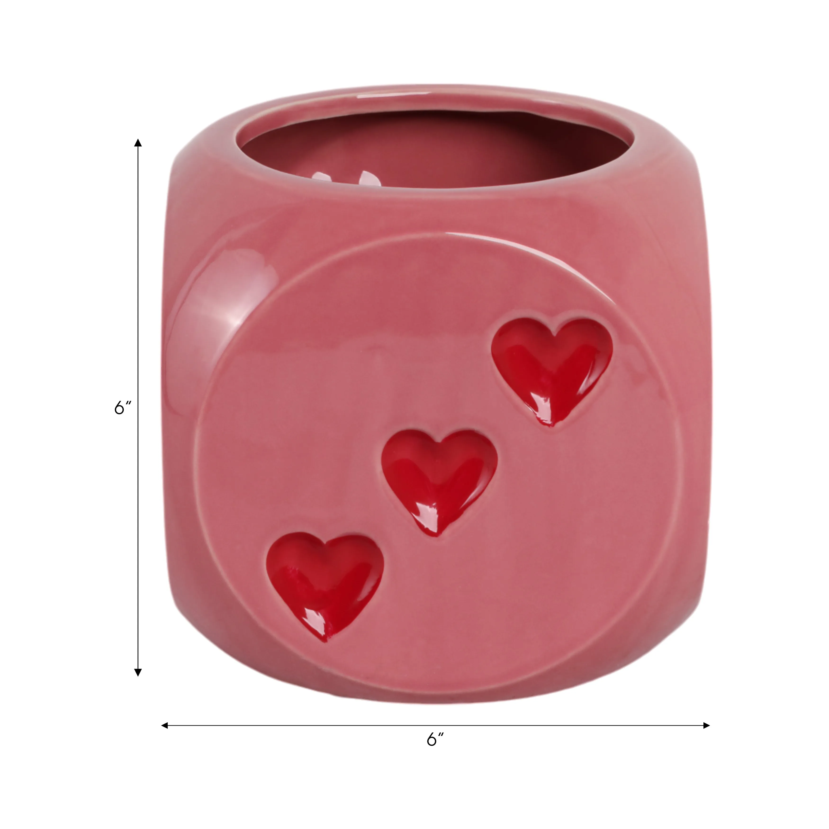6" Dice Planter, Pink/red