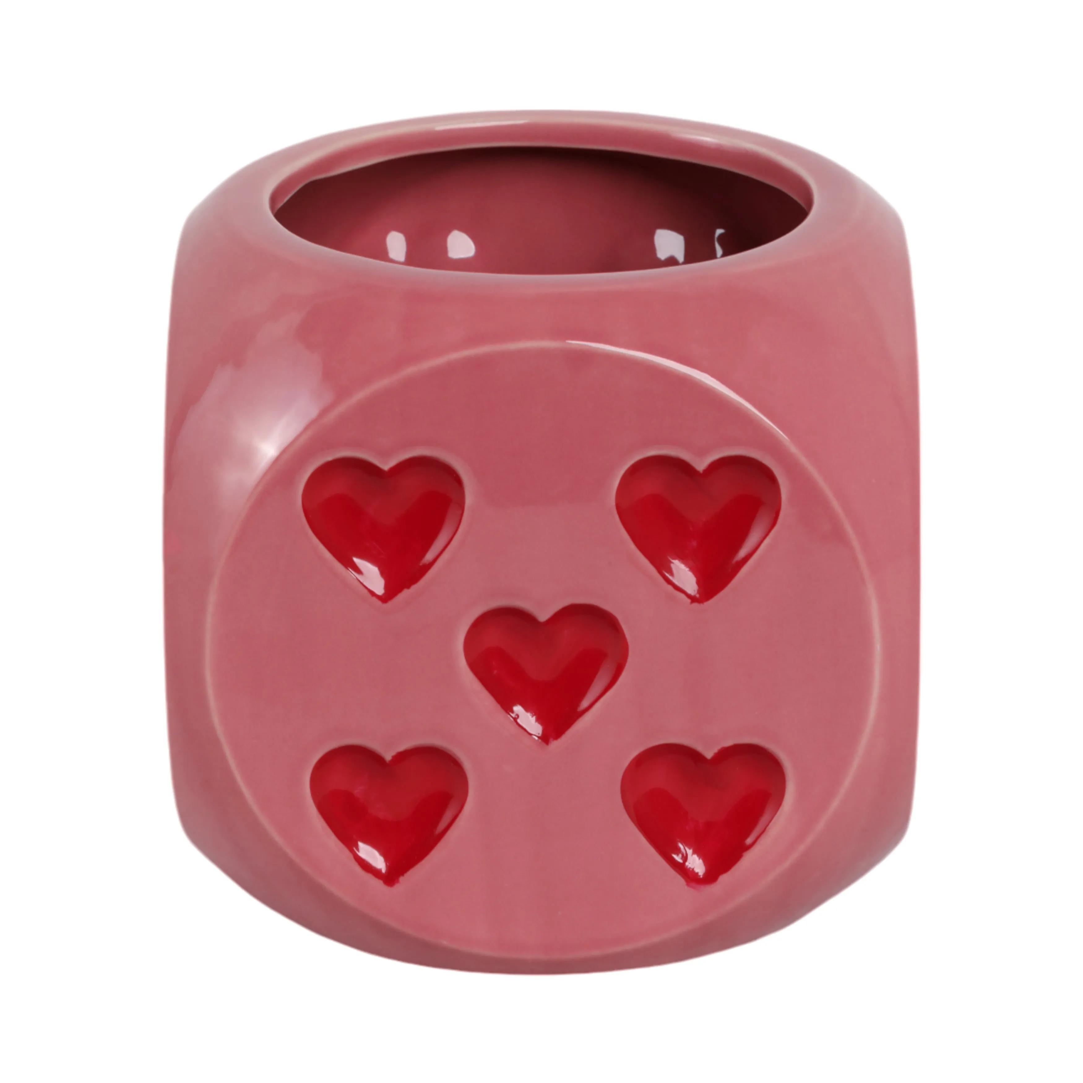 6" Dice Planter, Pink/red