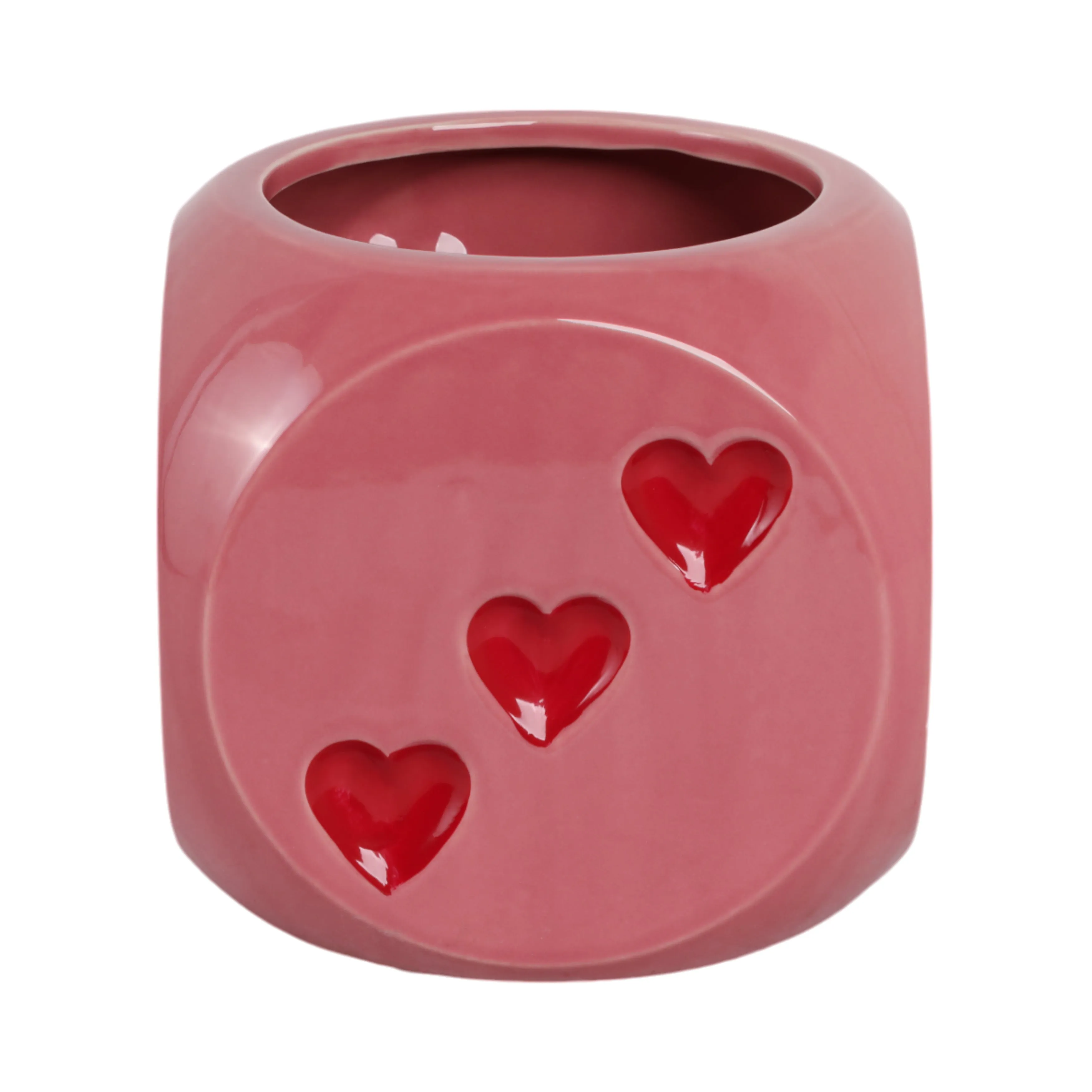 6" Dice Planter, Pink/red