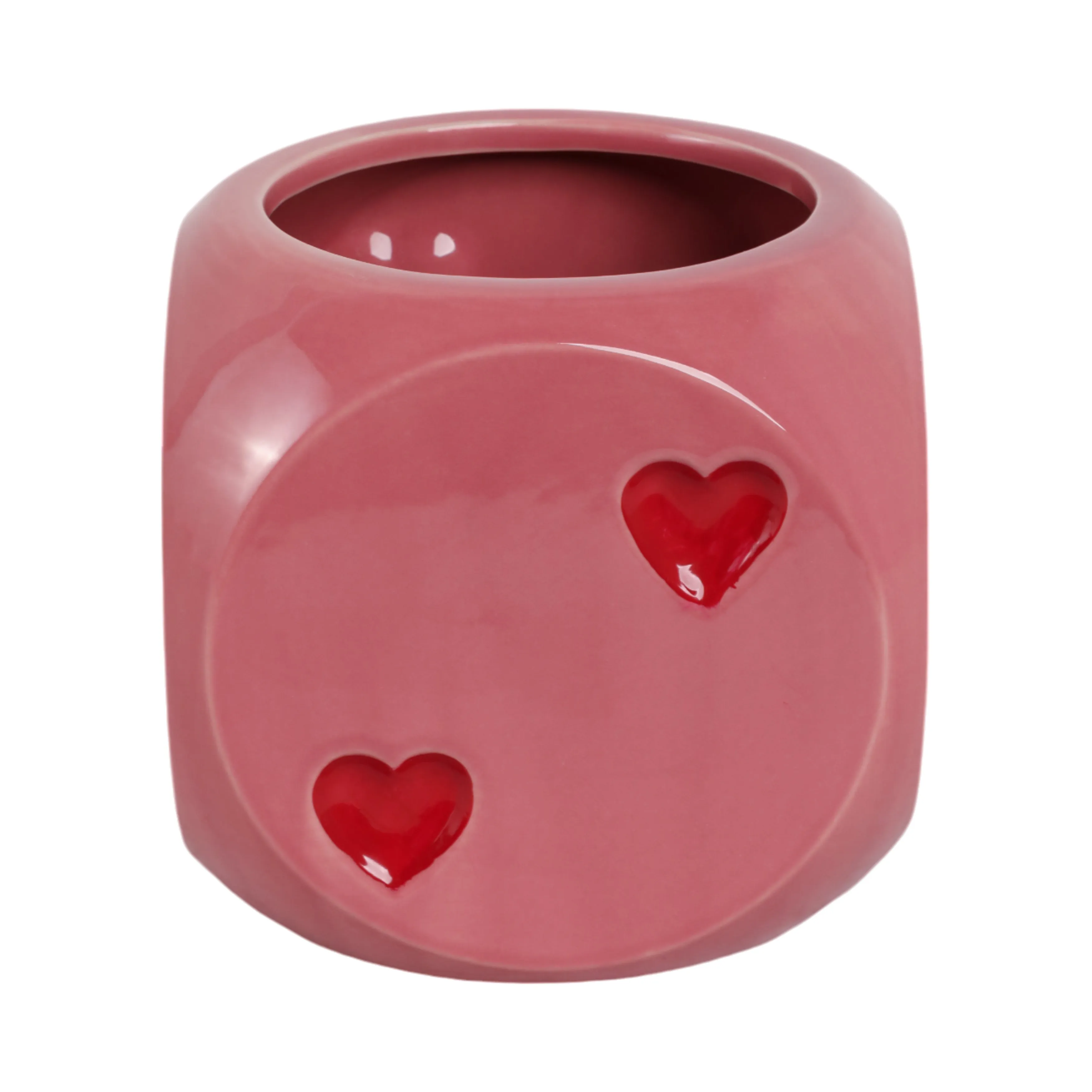 6" Dice Planter, Pink/red