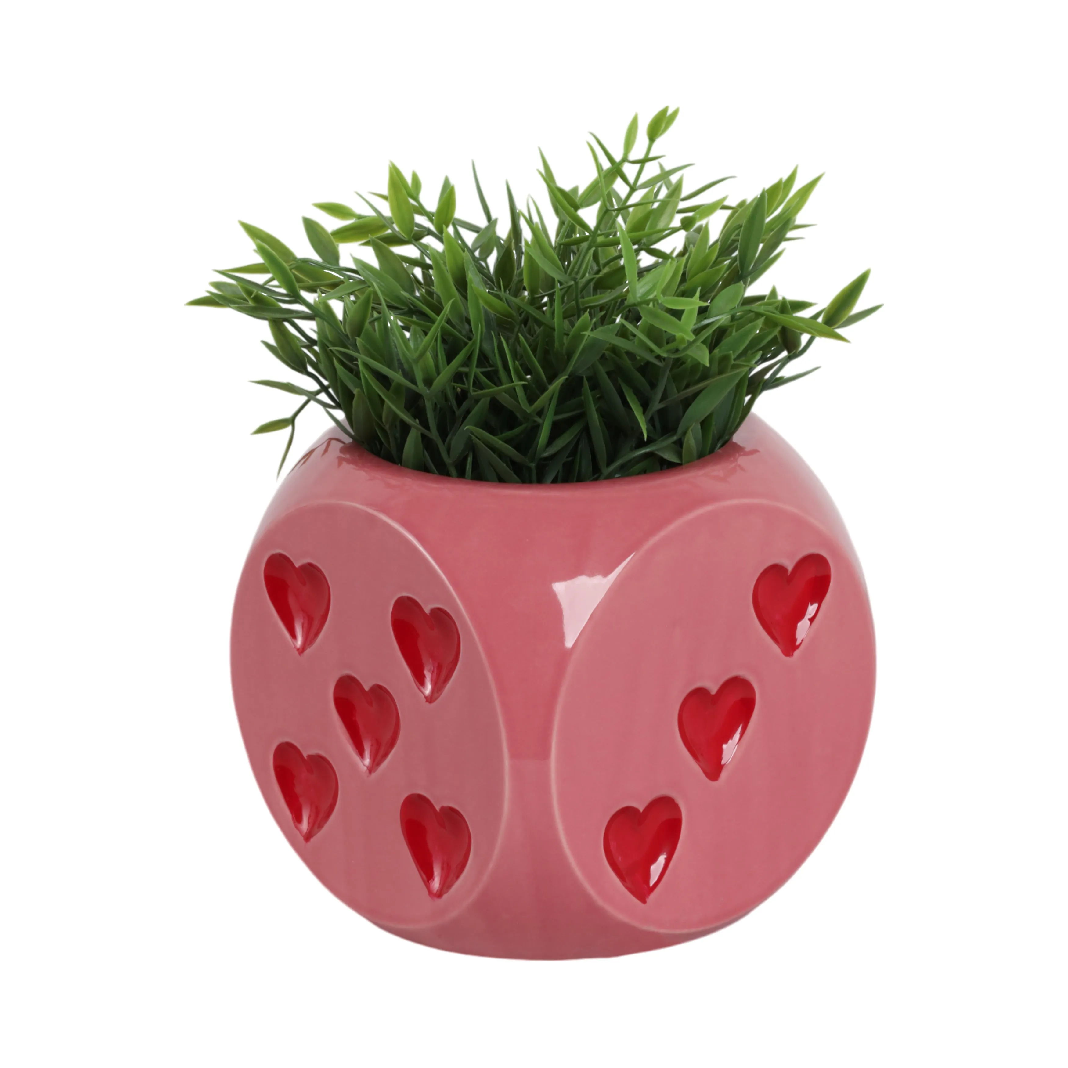 6" Dice Planter, Pink/red
