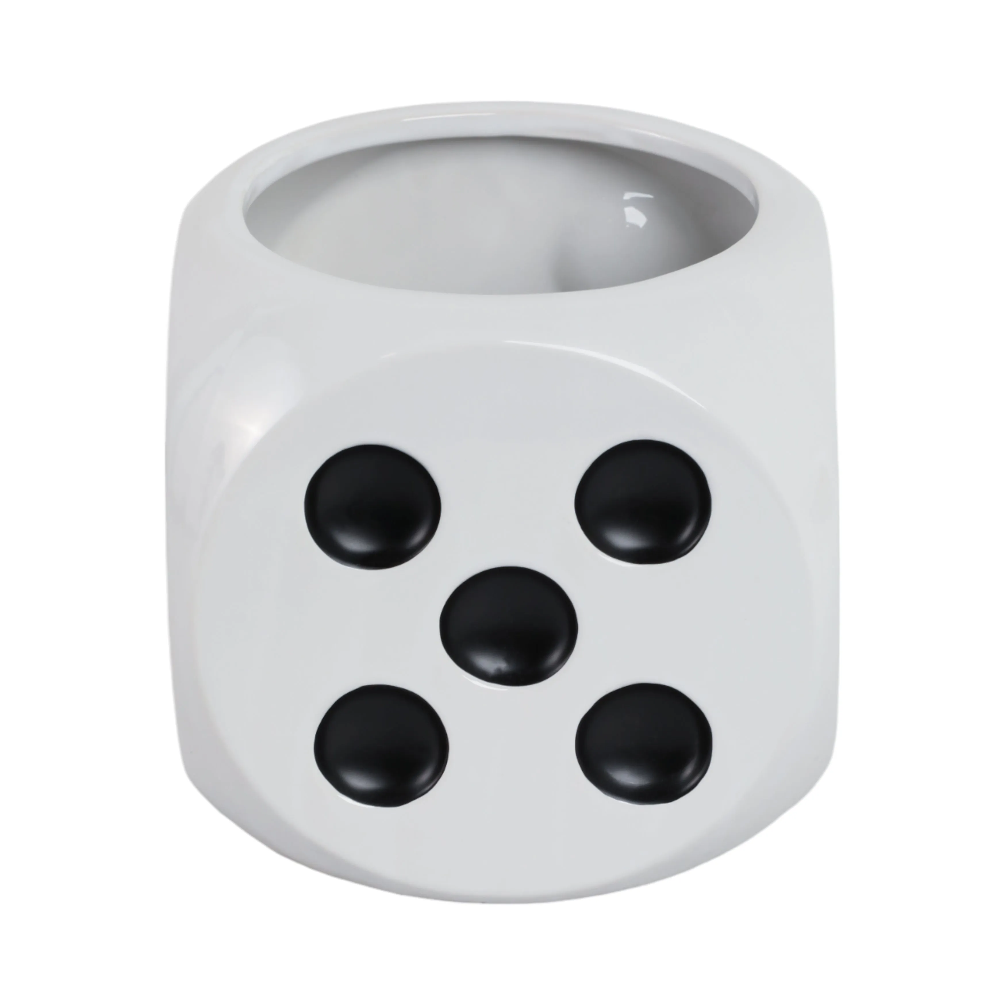 6" Dice Planter, White/black