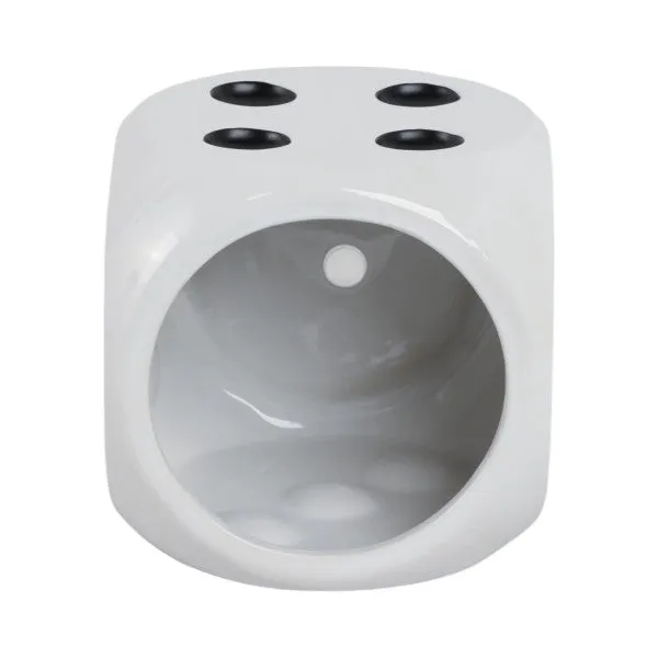 6" Dice Planter, White/black