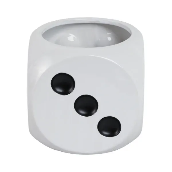 6" Dice Planter, White/black