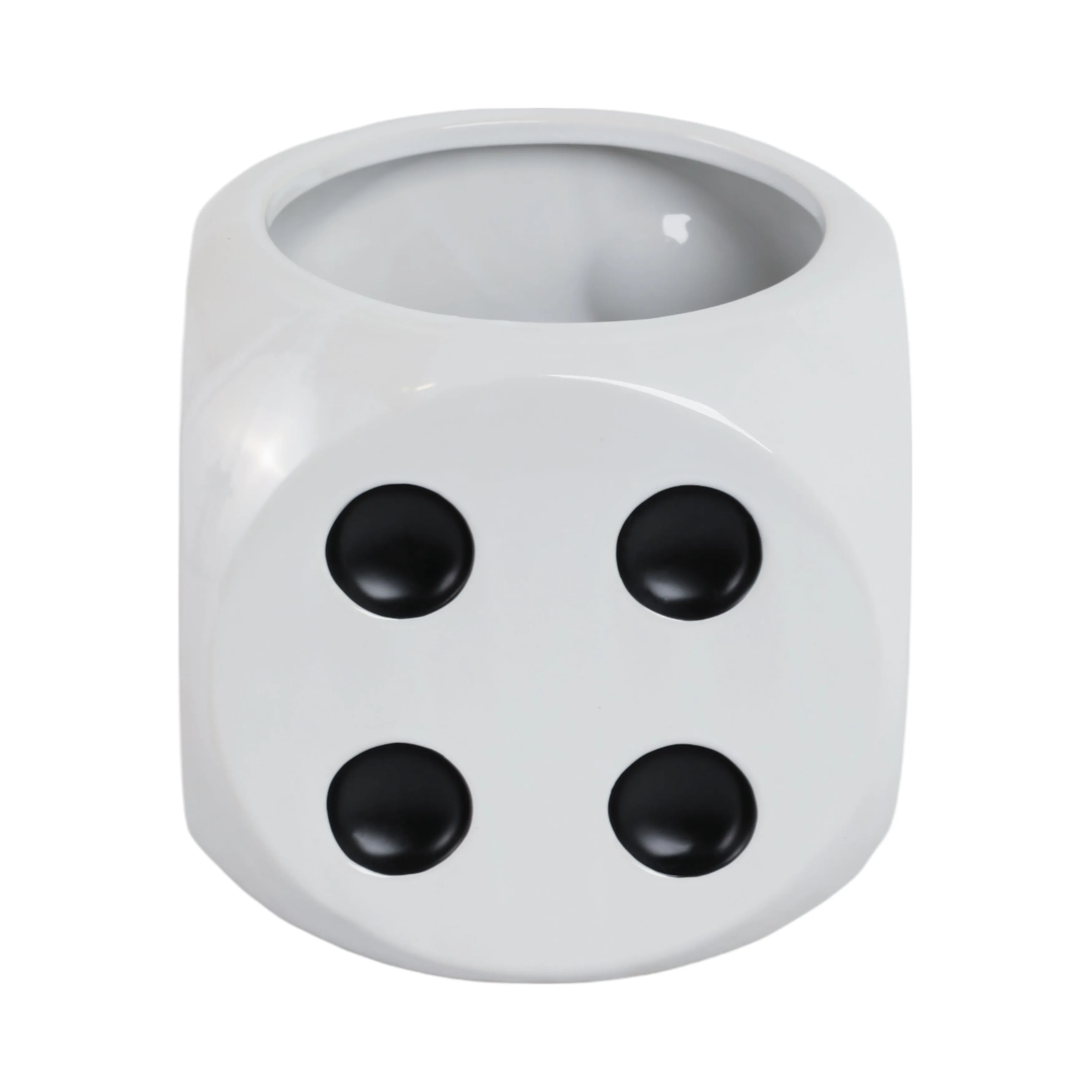 6" Dice Planter, White/black