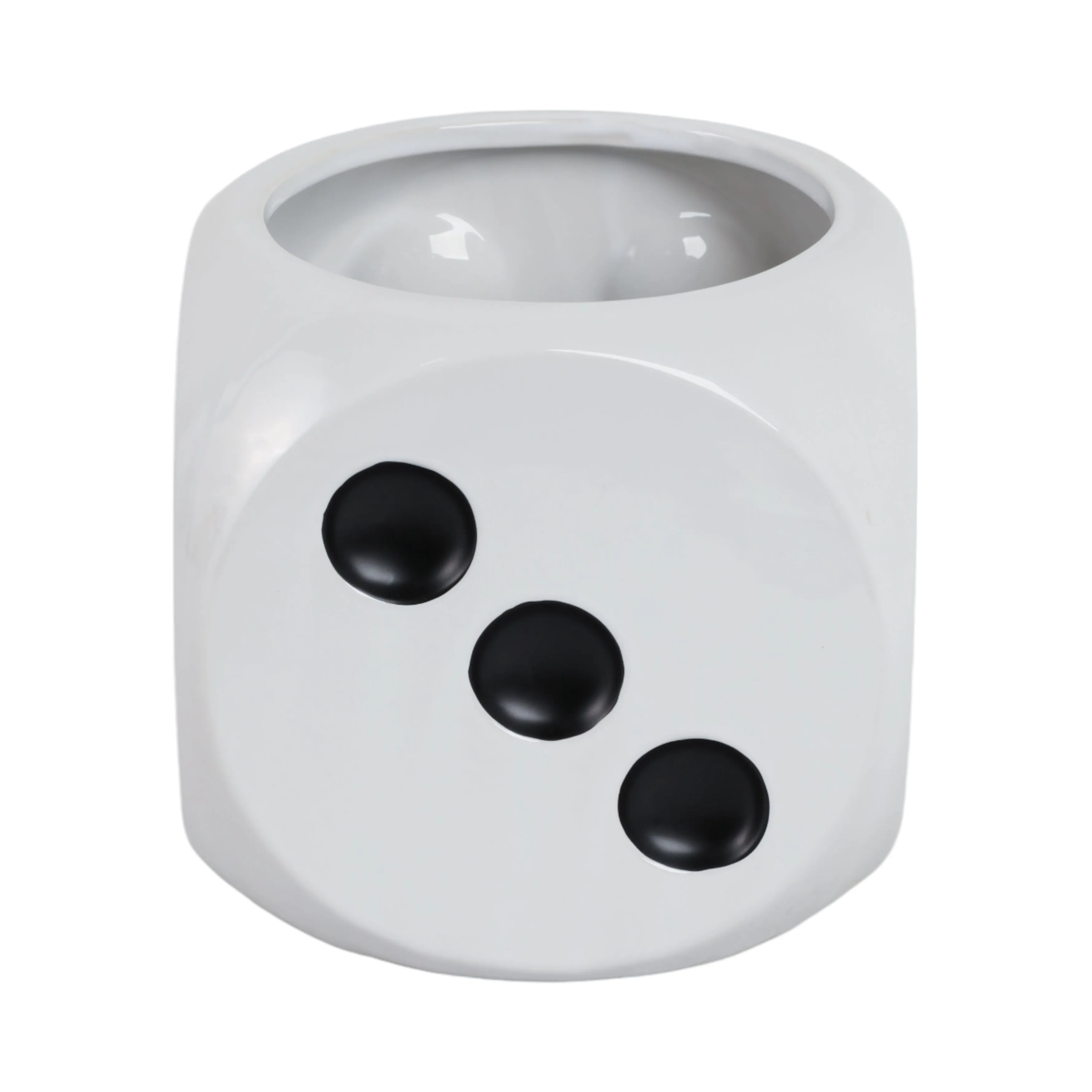 6" Dice Planter, White/black