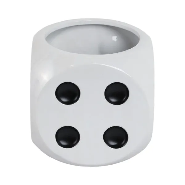 6" Dice Planter, White/black