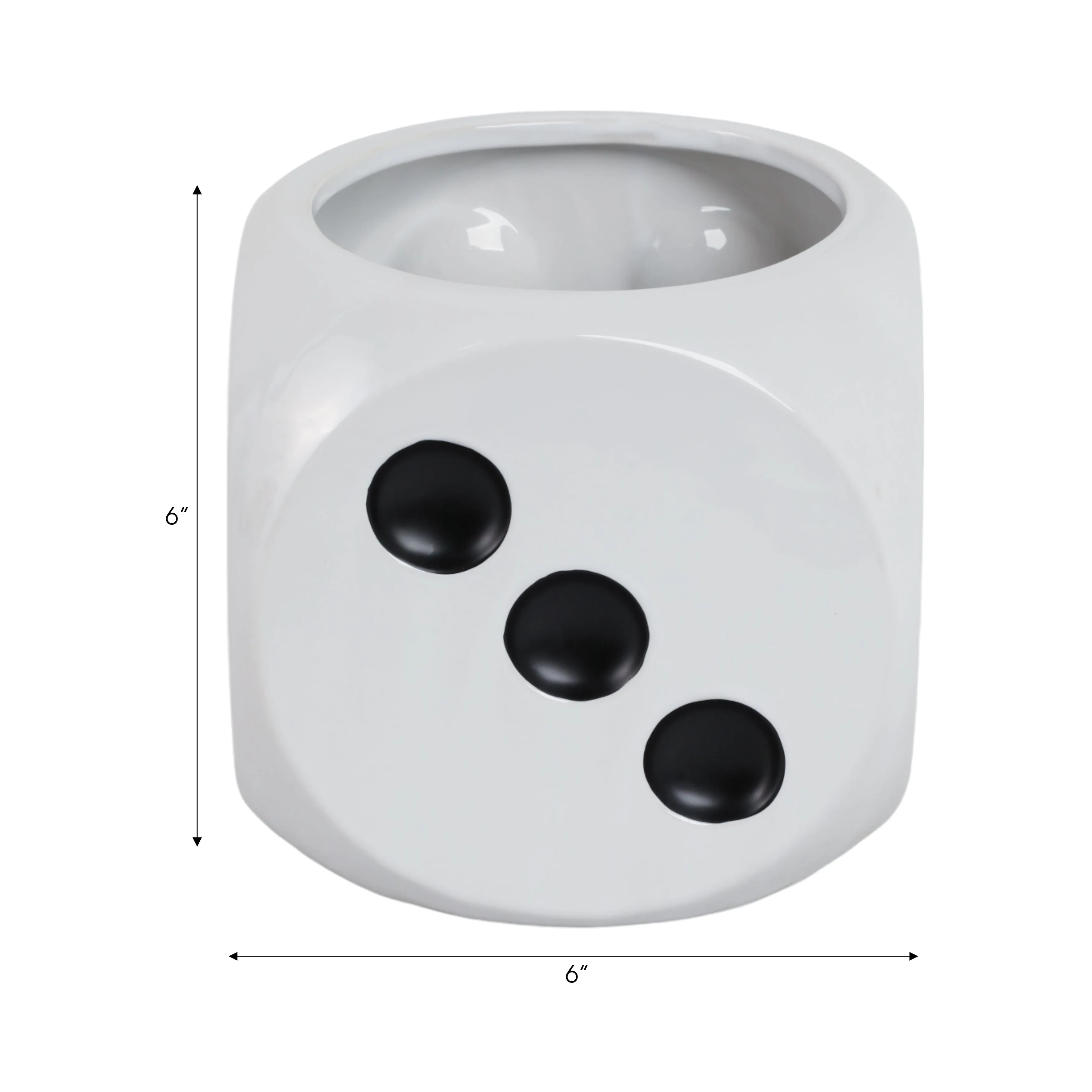 6" Dice Planter, White/black