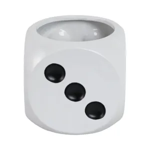 6" Dice Planter, White/black