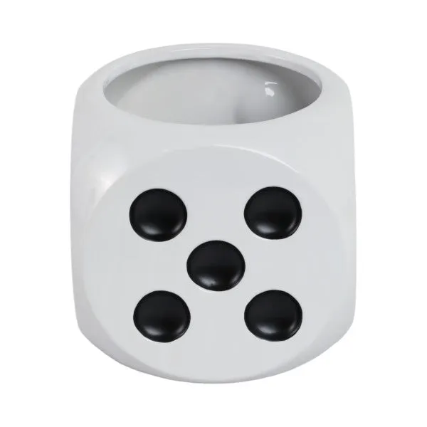 6" Dice Planter, White/black