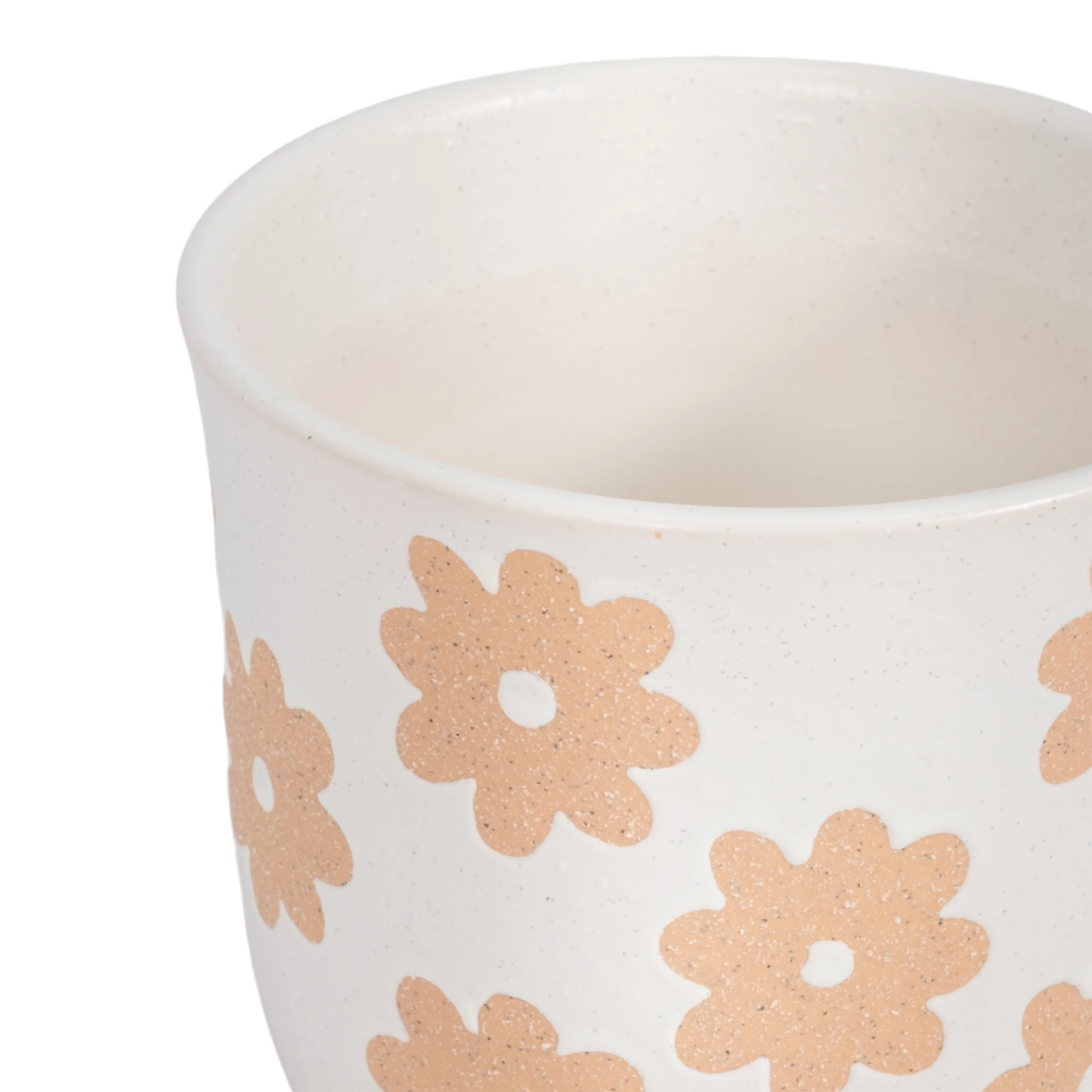 6" Flower Power Planter, White/tan