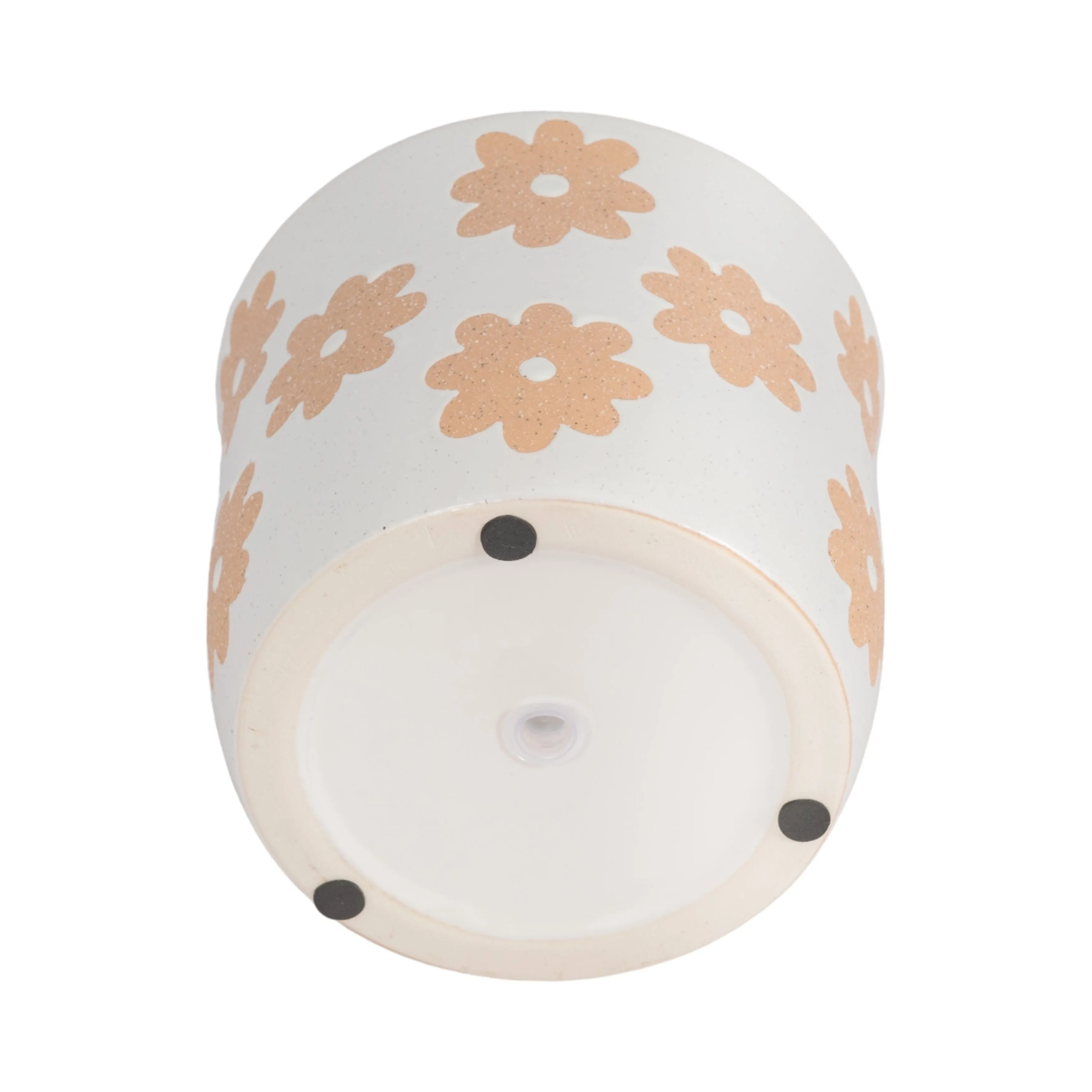 6" Flower Power Planter, White/tan
