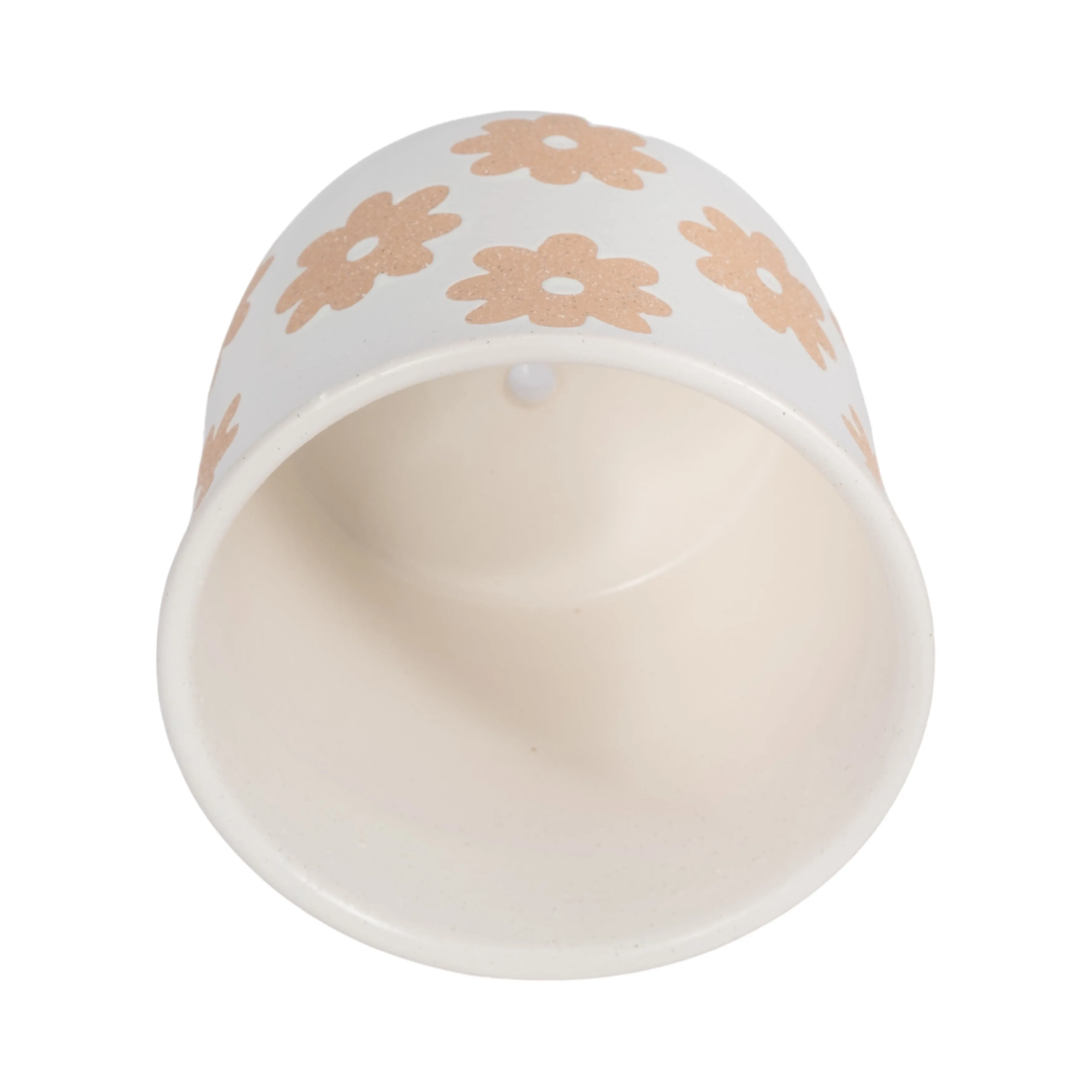 6" Flower Power Planter, White/tan