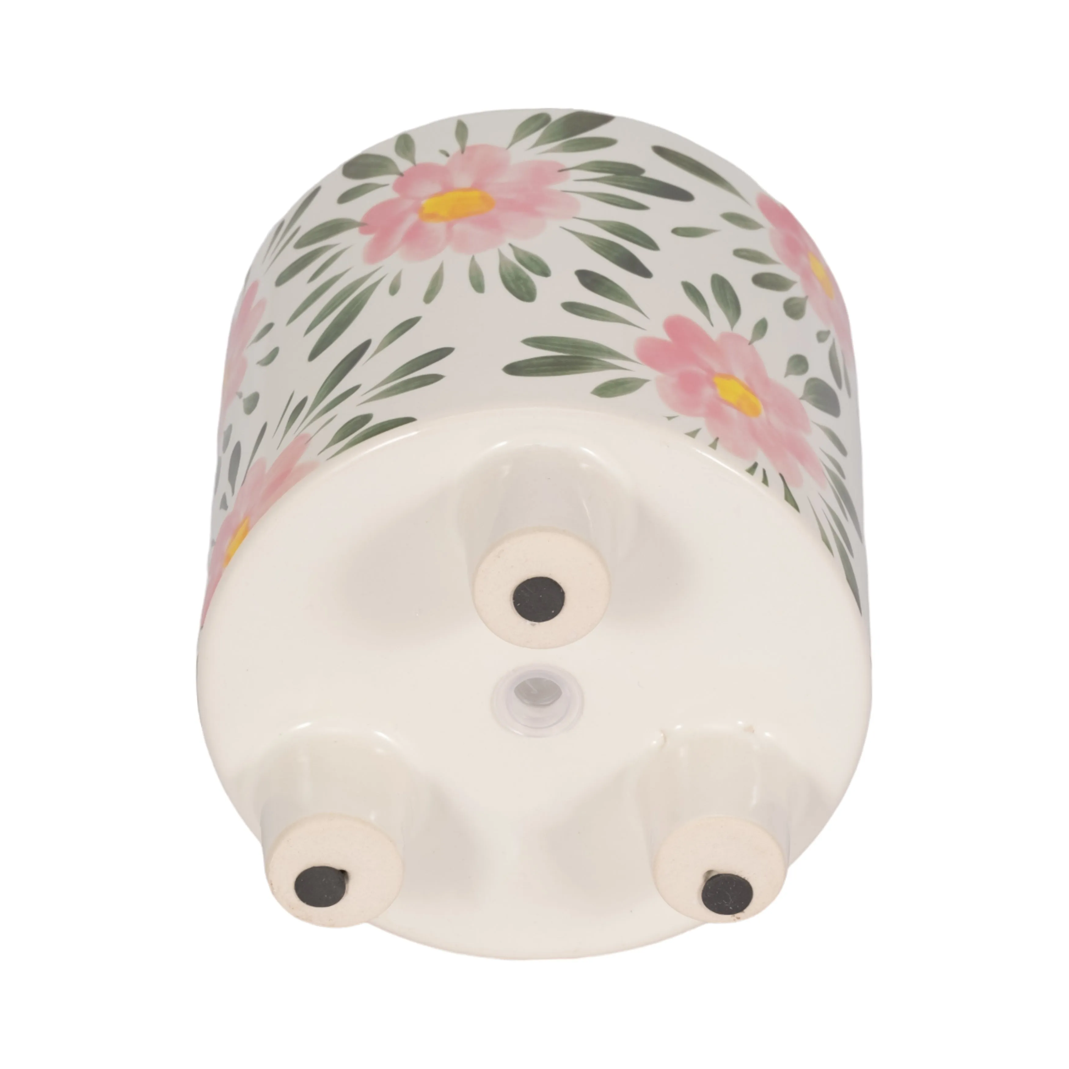 6" Footed Hand Painted Pink Flower Planter, Multi