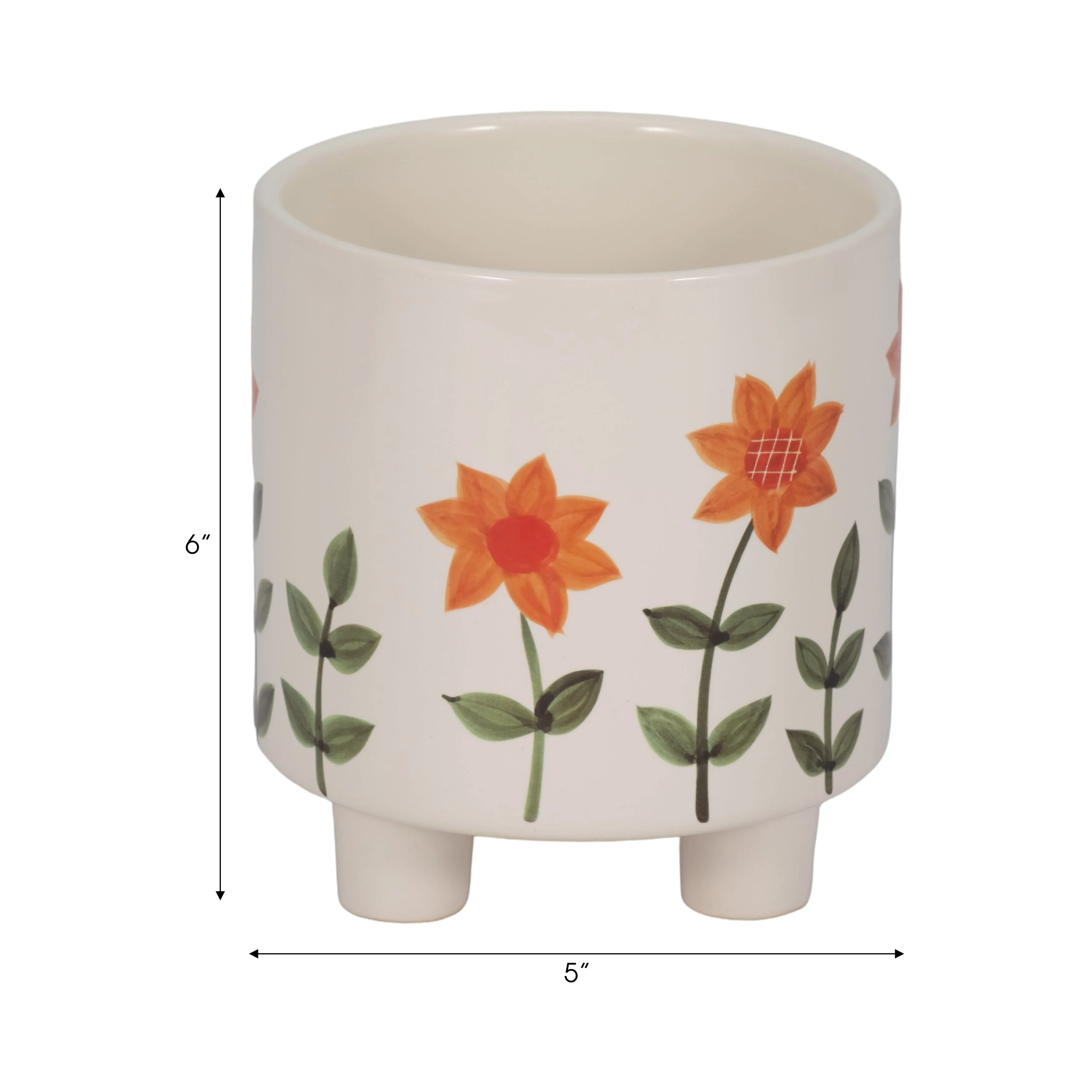 6" Footed Hand Painted Planter, Multi
