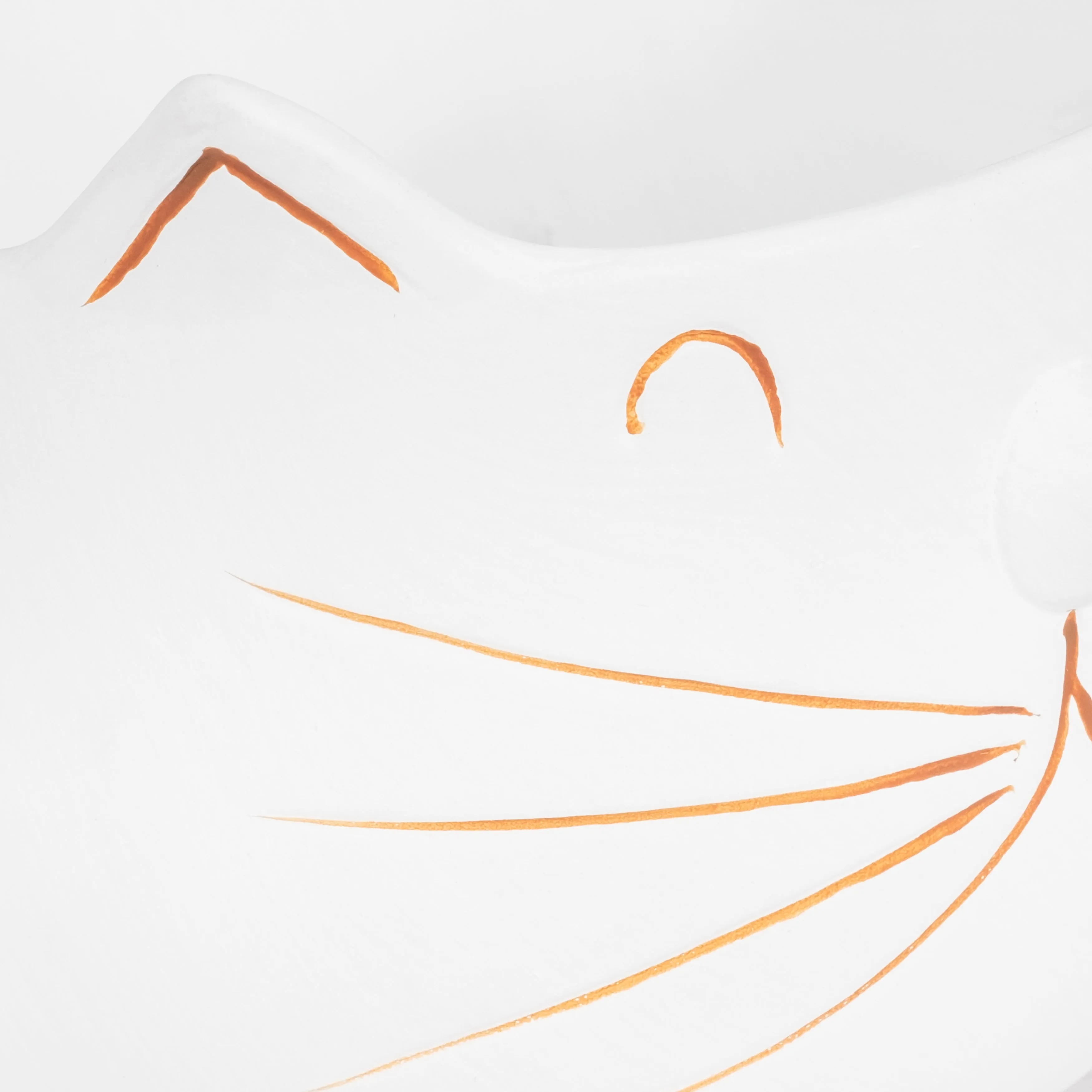 6" Kitty Whiskers Footed Planter, White/tan