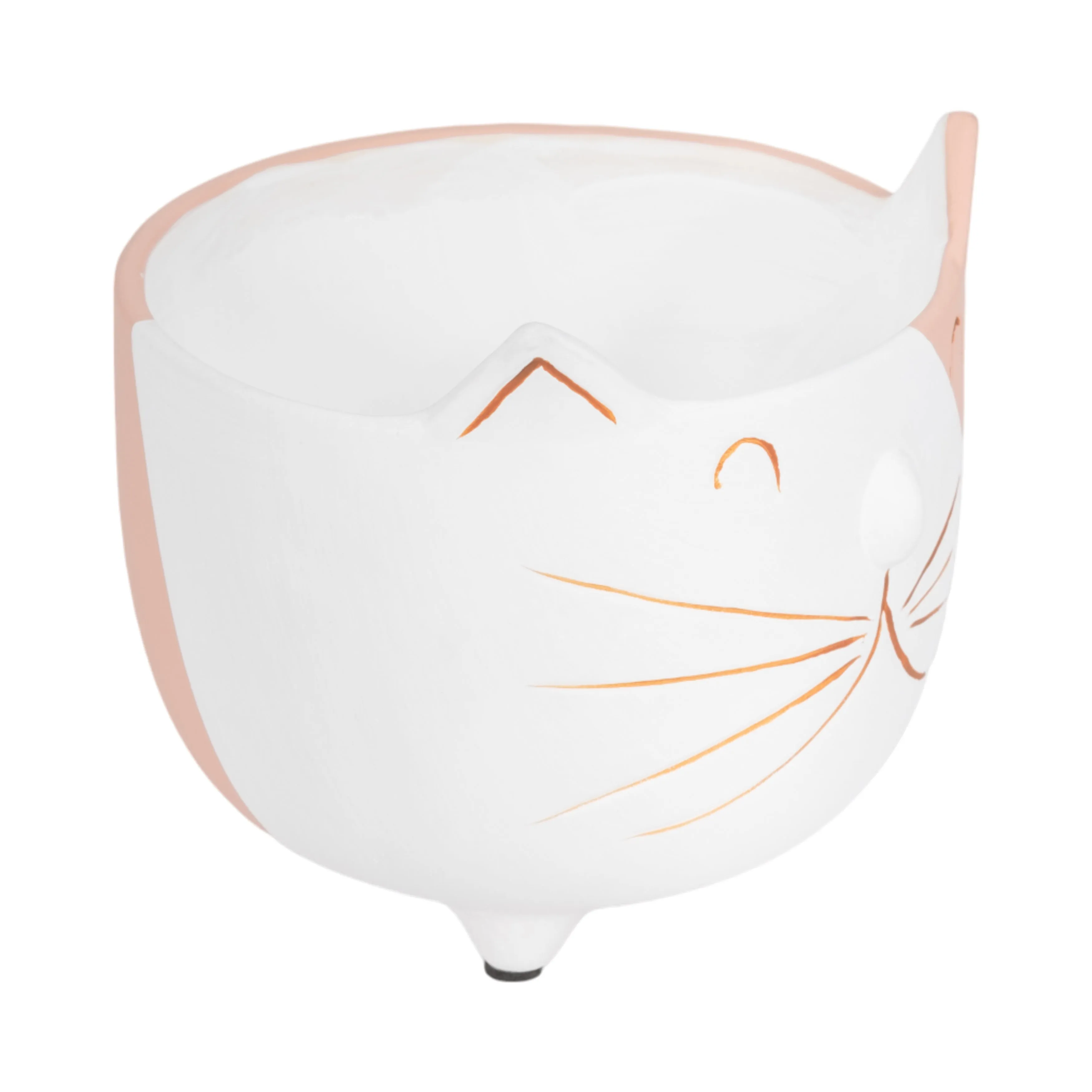6" Kitty Whiskers Footed Planter, White/tan