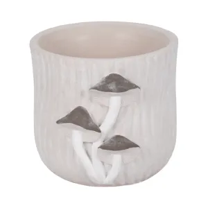 6" Mushroom Applique Planter, Grey