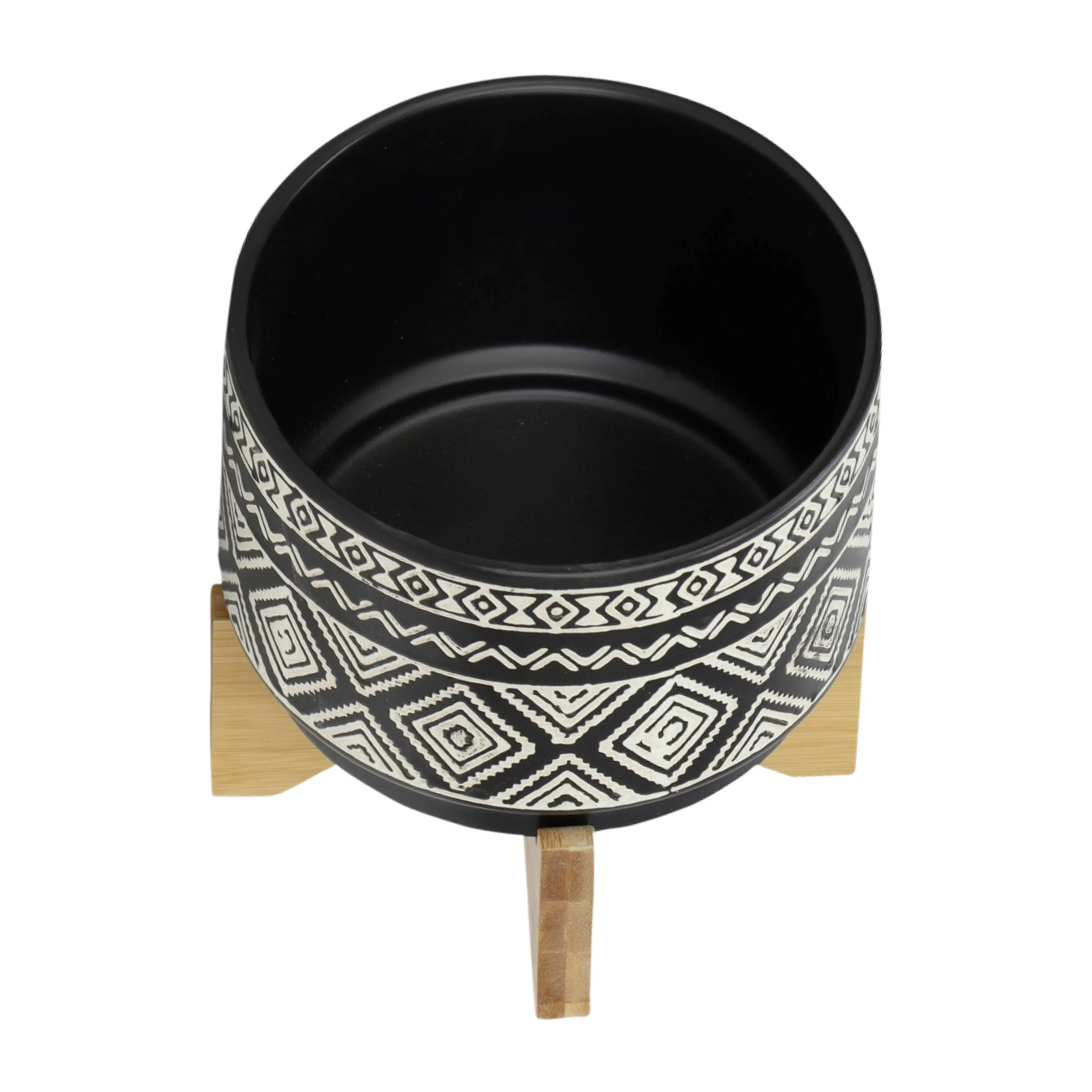 7" DIAMOND PLANTER ON STAND, BLACK