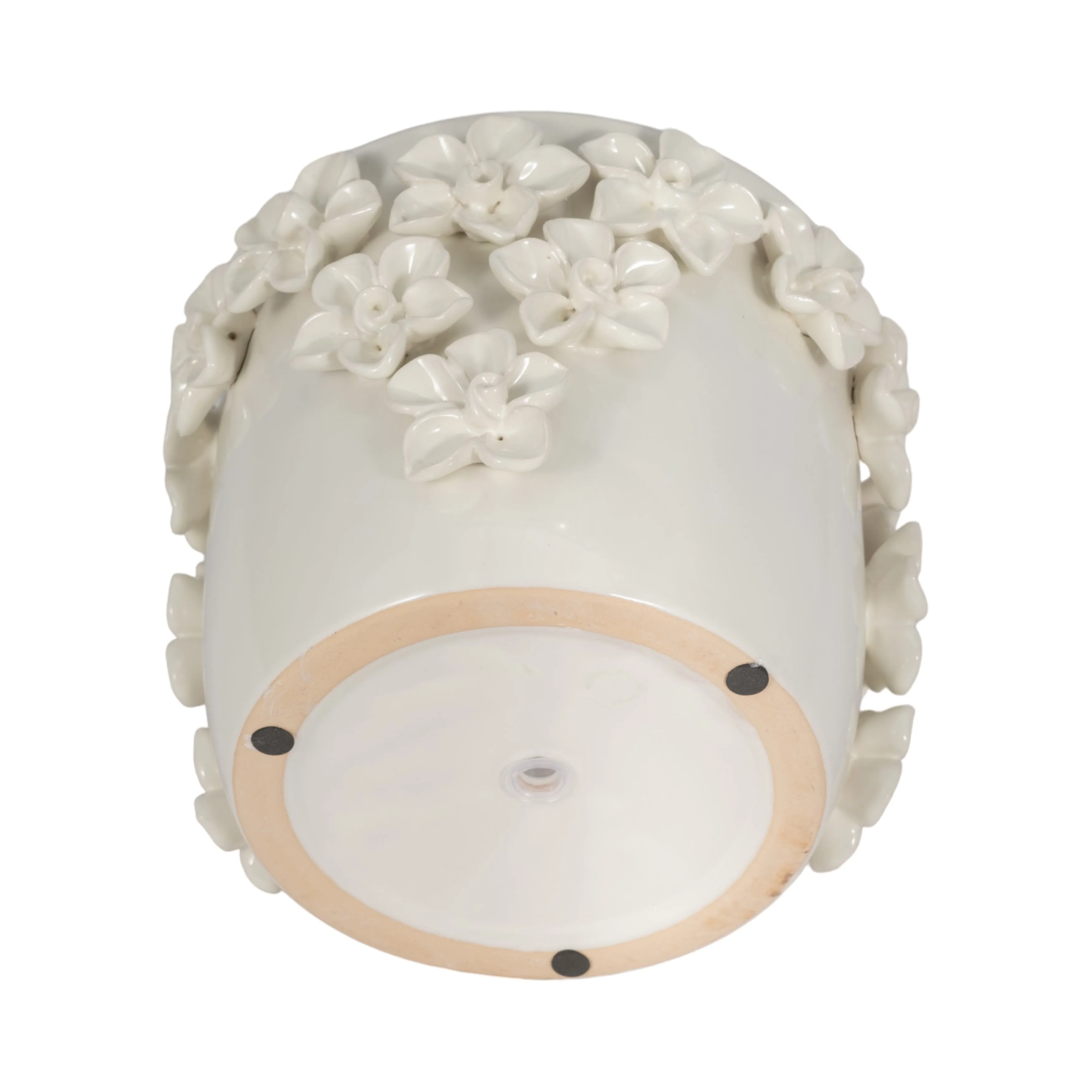 7" Floral Applique Planter, Ivory