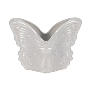 7" Iridescent Butterfly Planter, Ivory