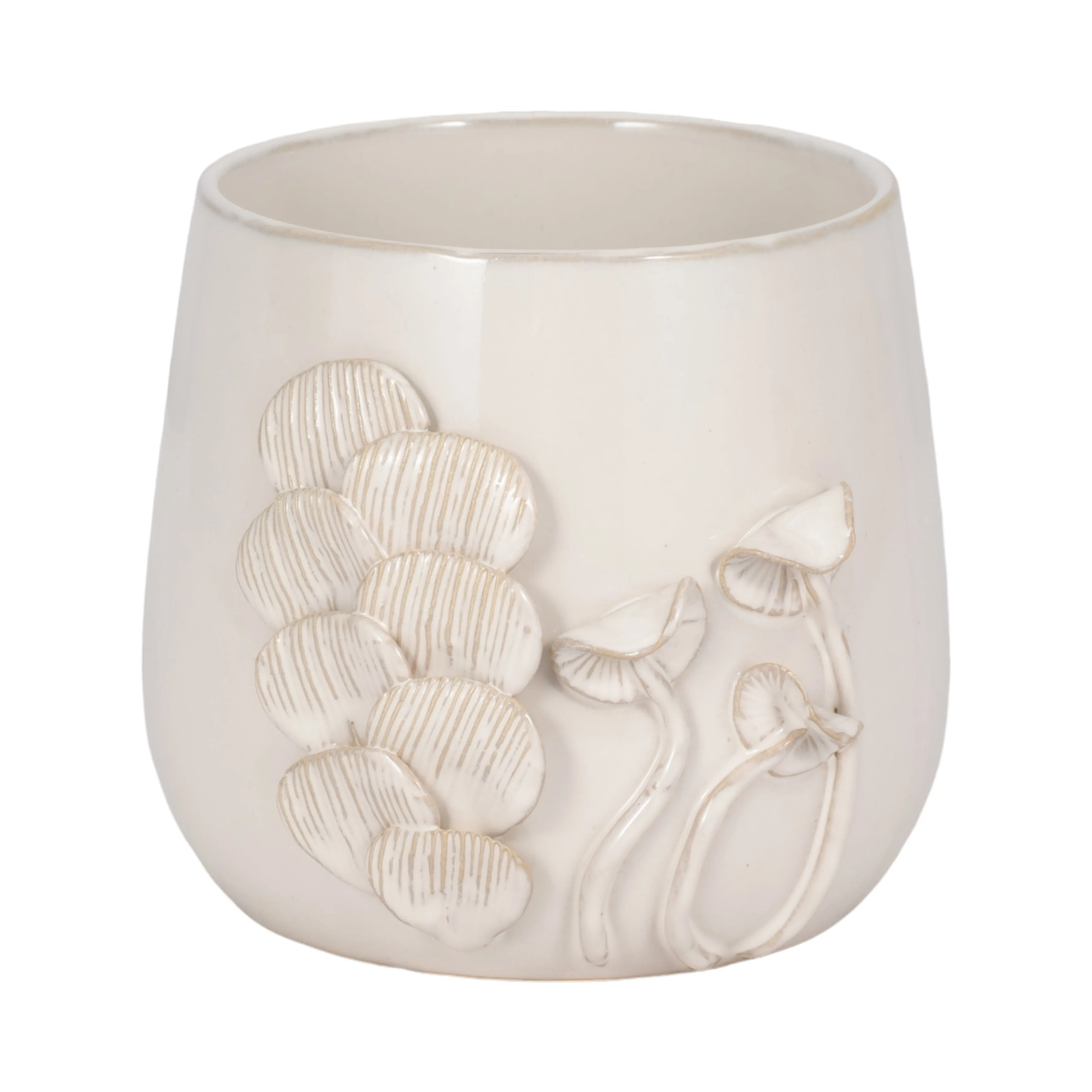 7" Mushroom Applique Planter, Ivory