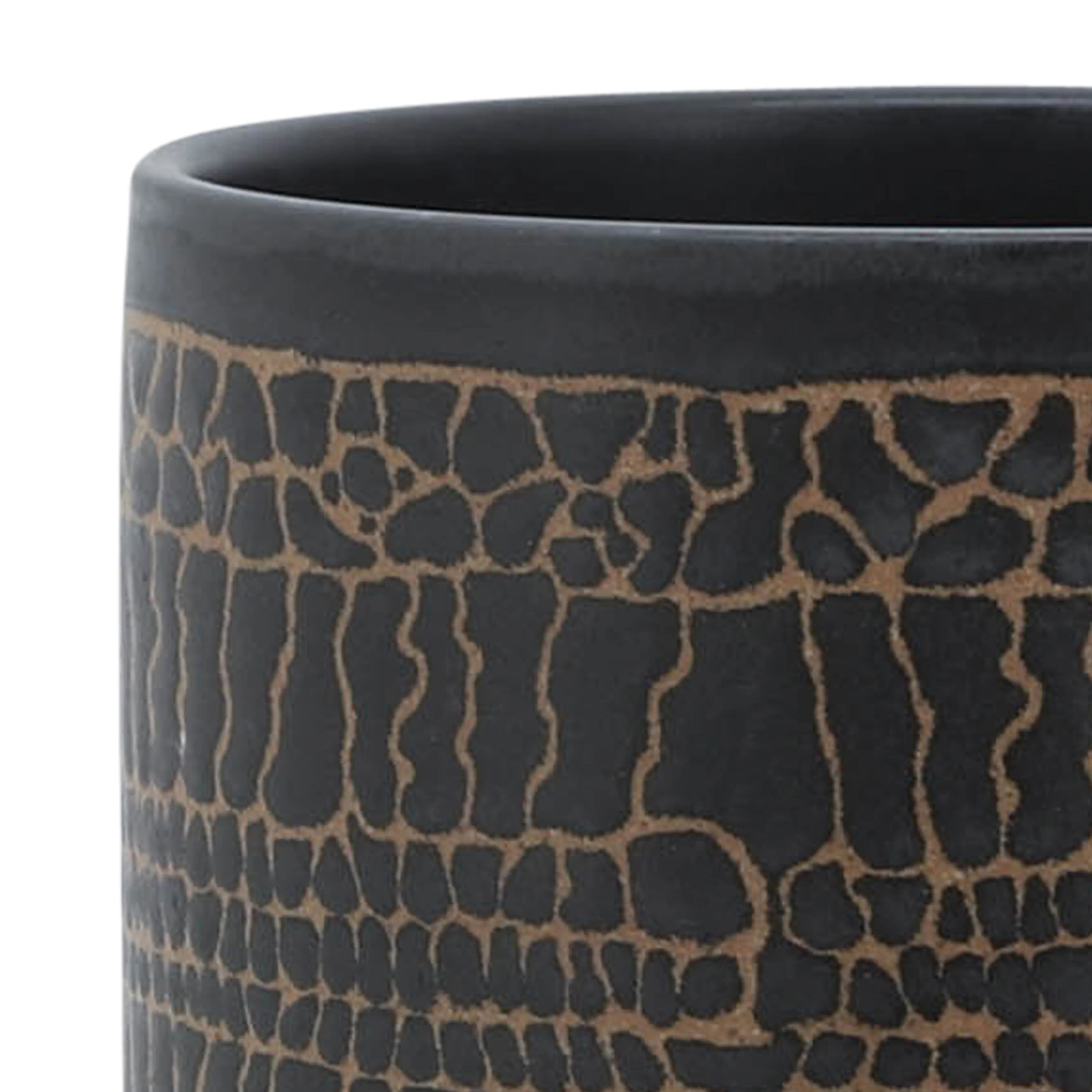 8" GLAZED PLANTER W/ STAND, BLACK