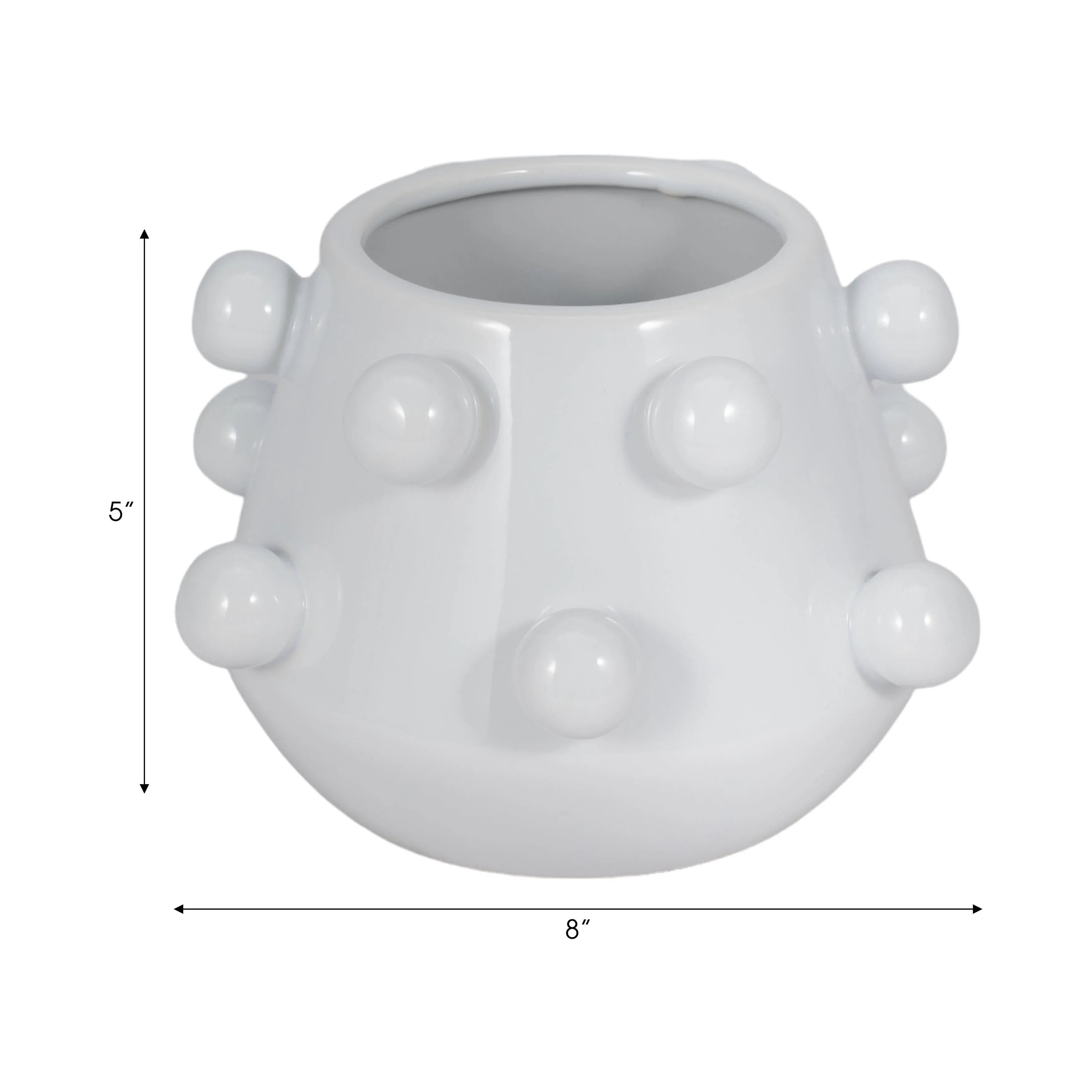 8" Tapered Bubble Planter, White
