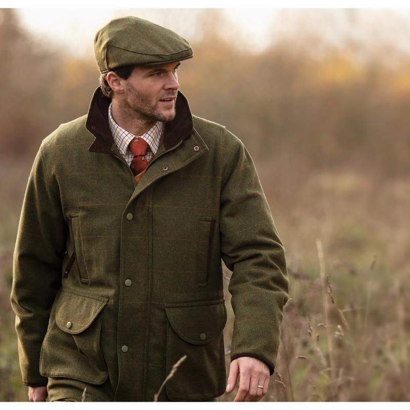 Perfect Gift Offer Alan Paine Combrook Mens Tweed Waterproof Flat Cap - Maple