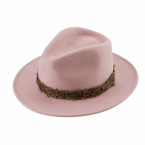 Alan Paine Richmond Pheasant Wrap Ladies Felt Hat - Pink Gift Ideas Galore