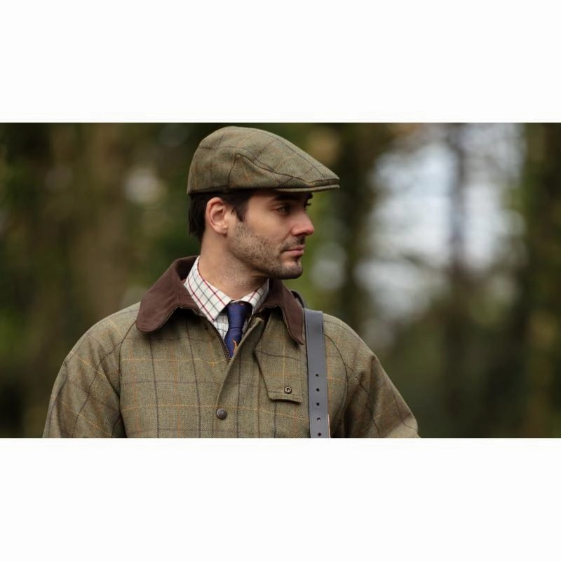 Special Online Offer Dont Miss This Deal Alan Paine Rutland Tweed Waterproof Flat Cap - Dark Moss