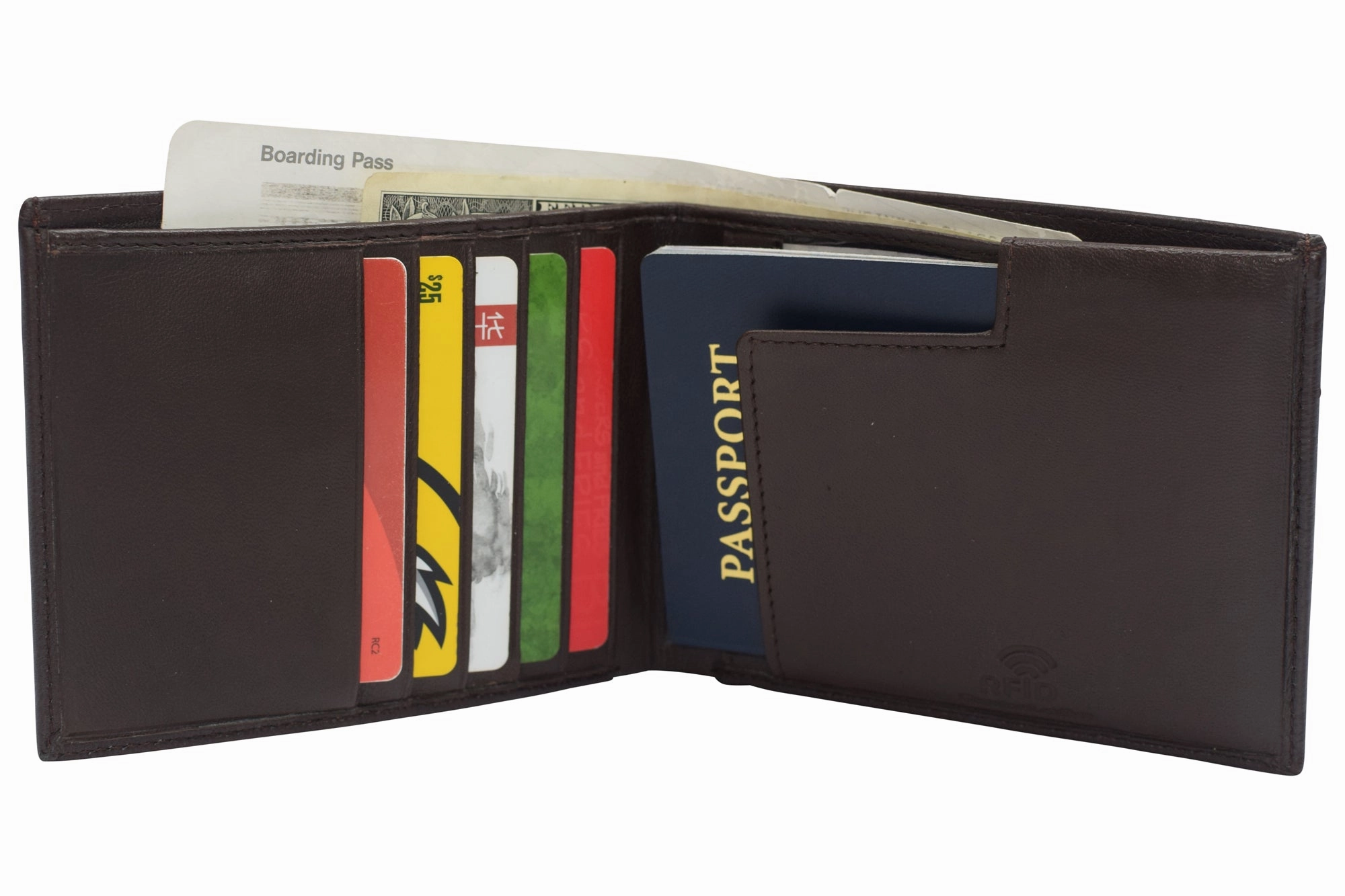 All In One Travel Wallet Rfid Genuine Leather Bifold Hipster Passport Wallet Vaccination Card Holder Shop Todays Picks