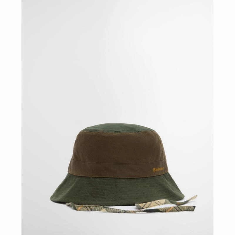 Clearance Event Alert Barbour Brackley Wax Ladies Bucket Hat - Fern/Beech